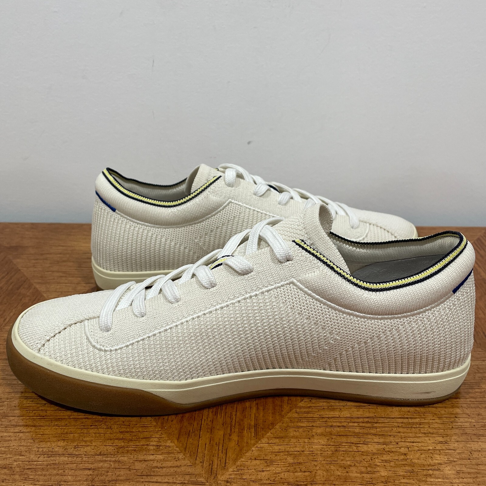 Rothy’s The Lace Up Sneaker Womens 9 Blonde Ivory Knit Comfort Low Top Shoes
