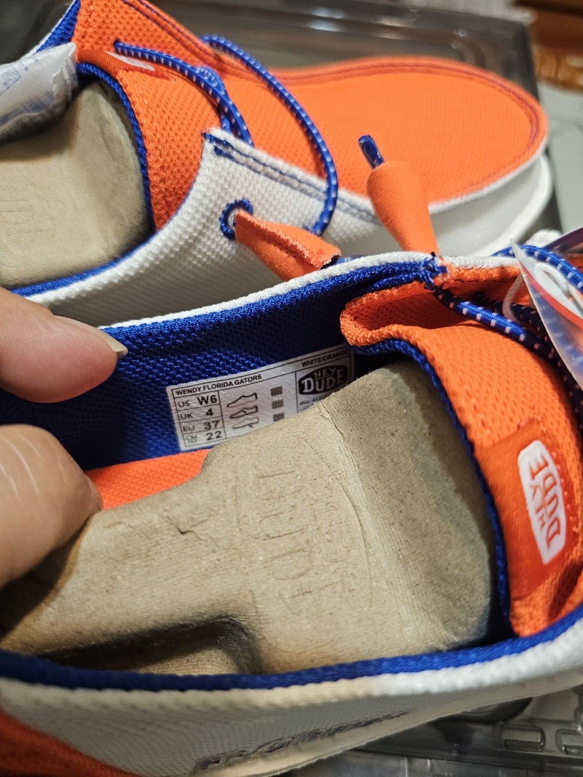 HEYDUDE Wendy Florida Gators Slip-On White/Orange/Blue Lightweight US 6