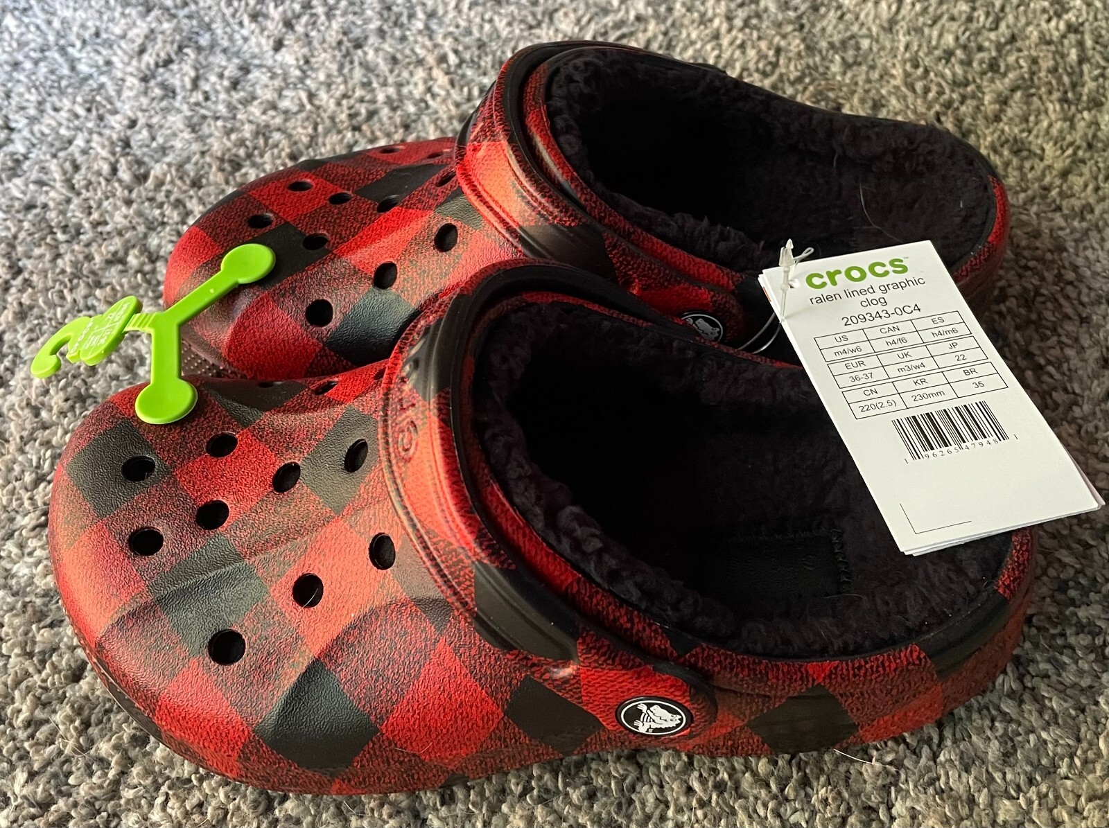 Crocs Unisex Classic Lined Clog – Buffalo Plaid – US SIZE M4/W6 – BRAND NEW