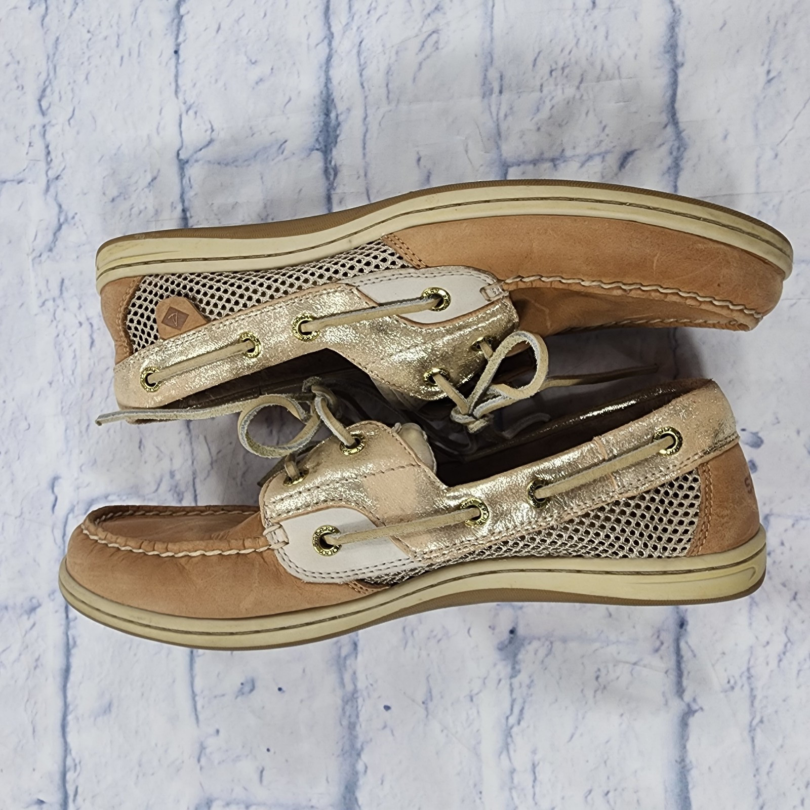 Sperry WOMENS 8.5 Koifish Leather Boat Shoes Beige STS95769