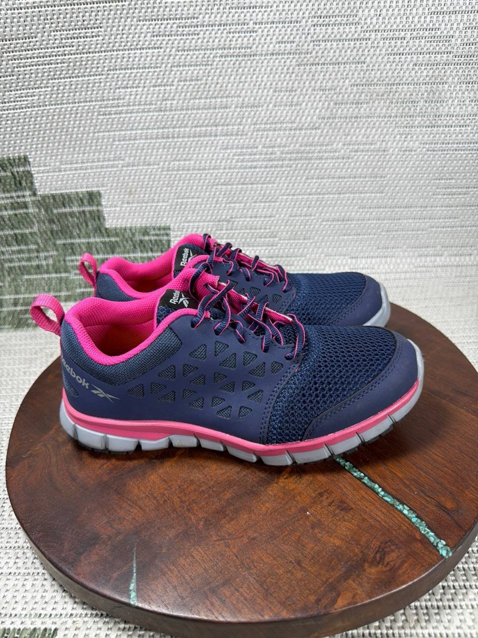 Reebok Shoes Womens Size 7.5 Wide Sublite Cushion Soft toe Work Navy Pink Mesh