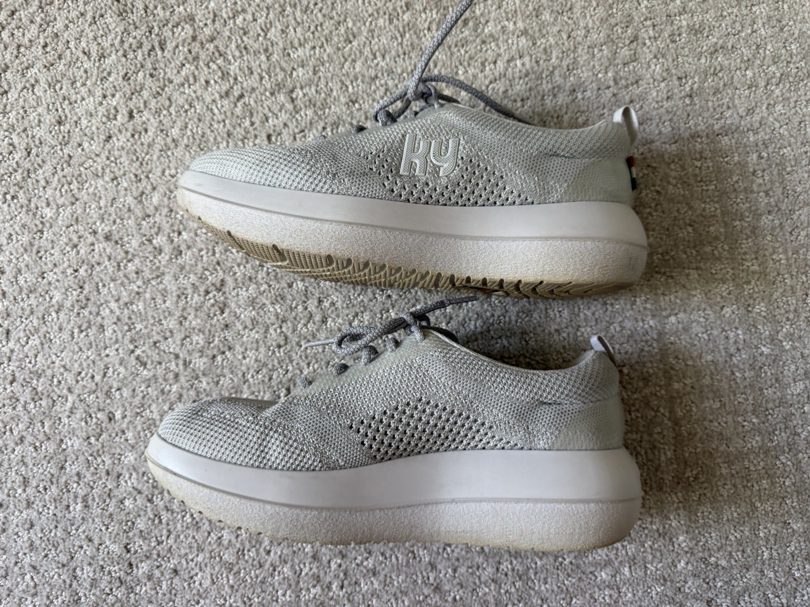 Kybun Biel Women Silver Grey Knit Walking Sneakers Swiss Tech Italy 40.5 Sz 9.5