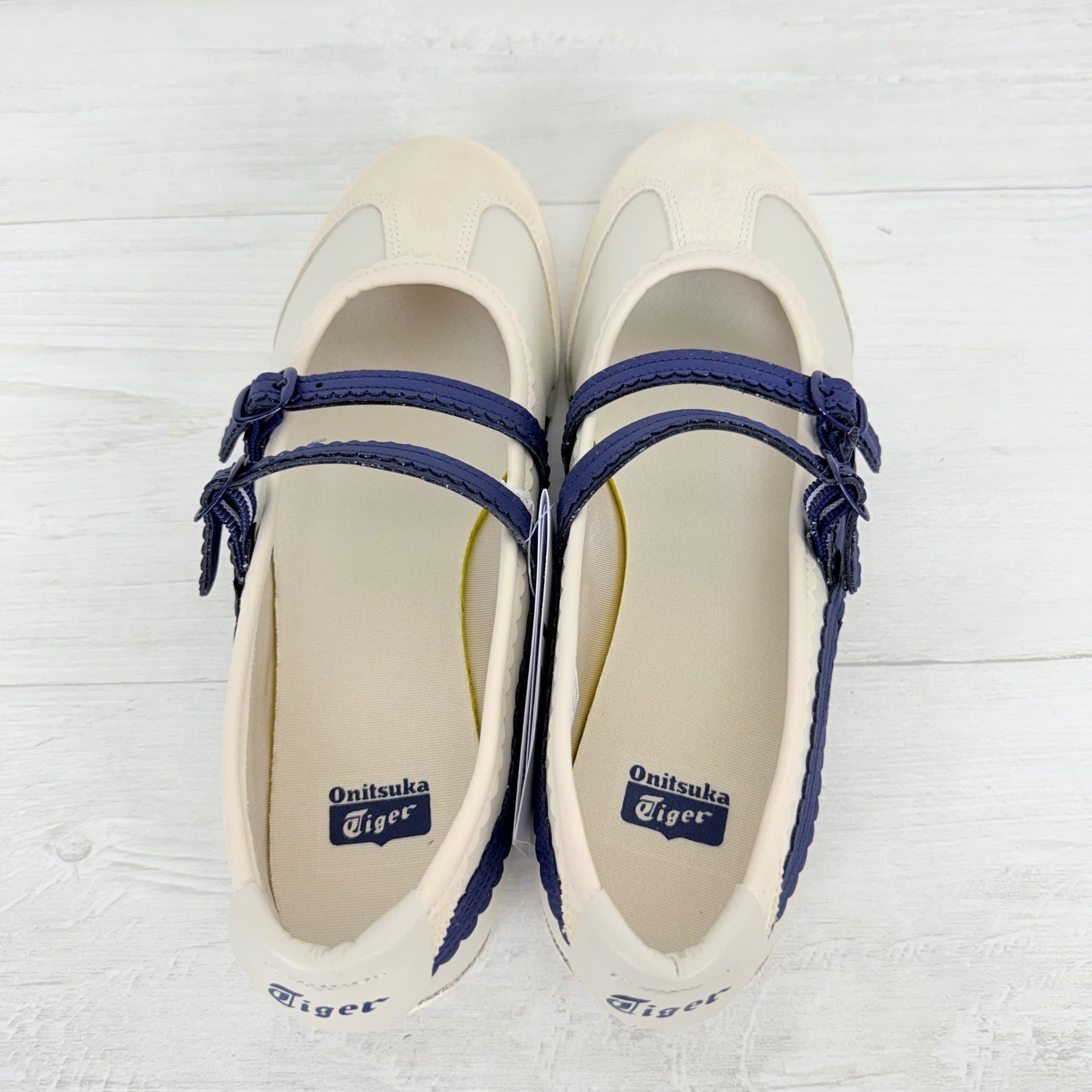 Onitsuka Tiger Mexico 66 TGRS Mary Jane Sneakers Women 8.5 Cream Navy NEW