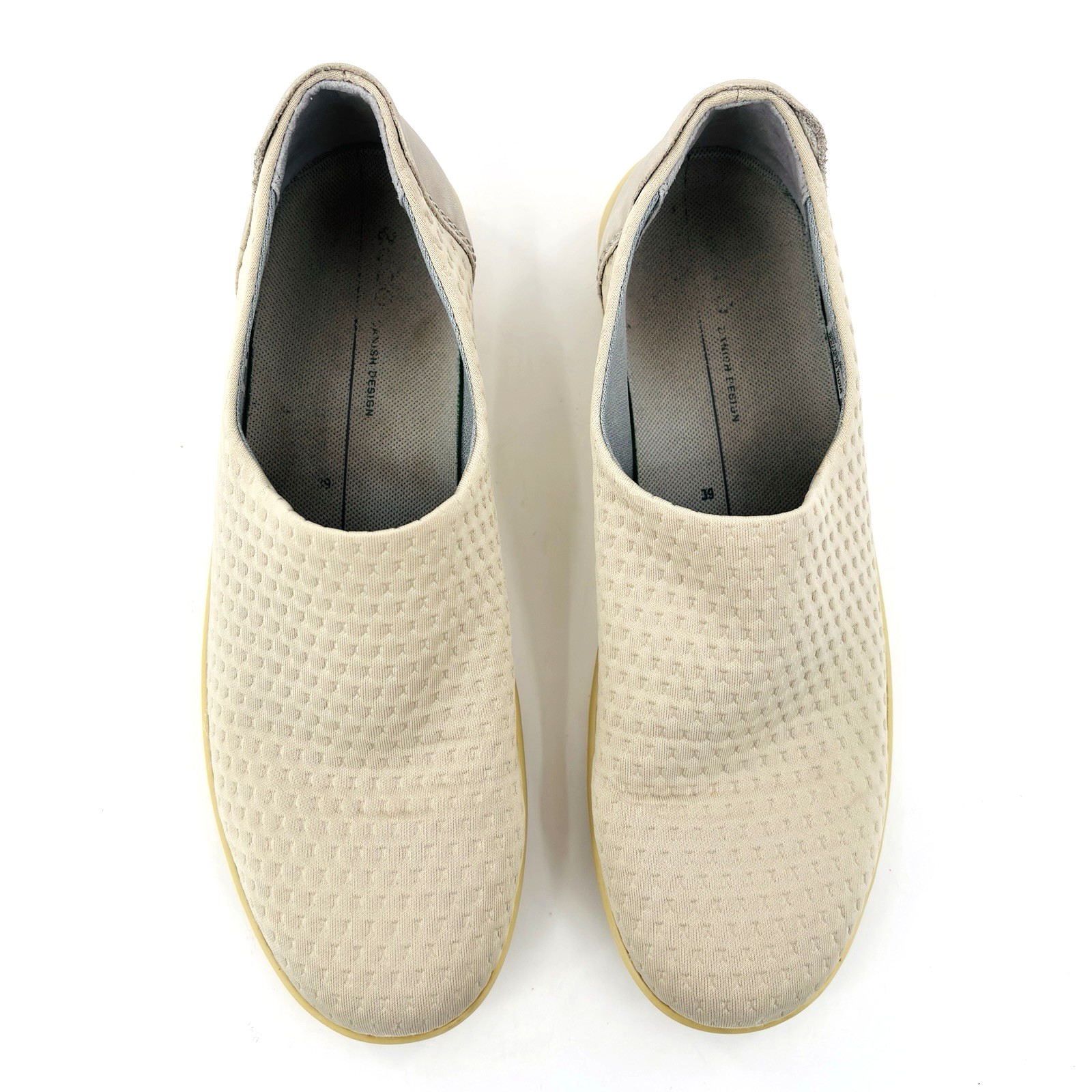 Womens 8-8.5 39 Ecco Soft 2.0 Slip On Sneakers Soft Stretch Walking Shoes Beige