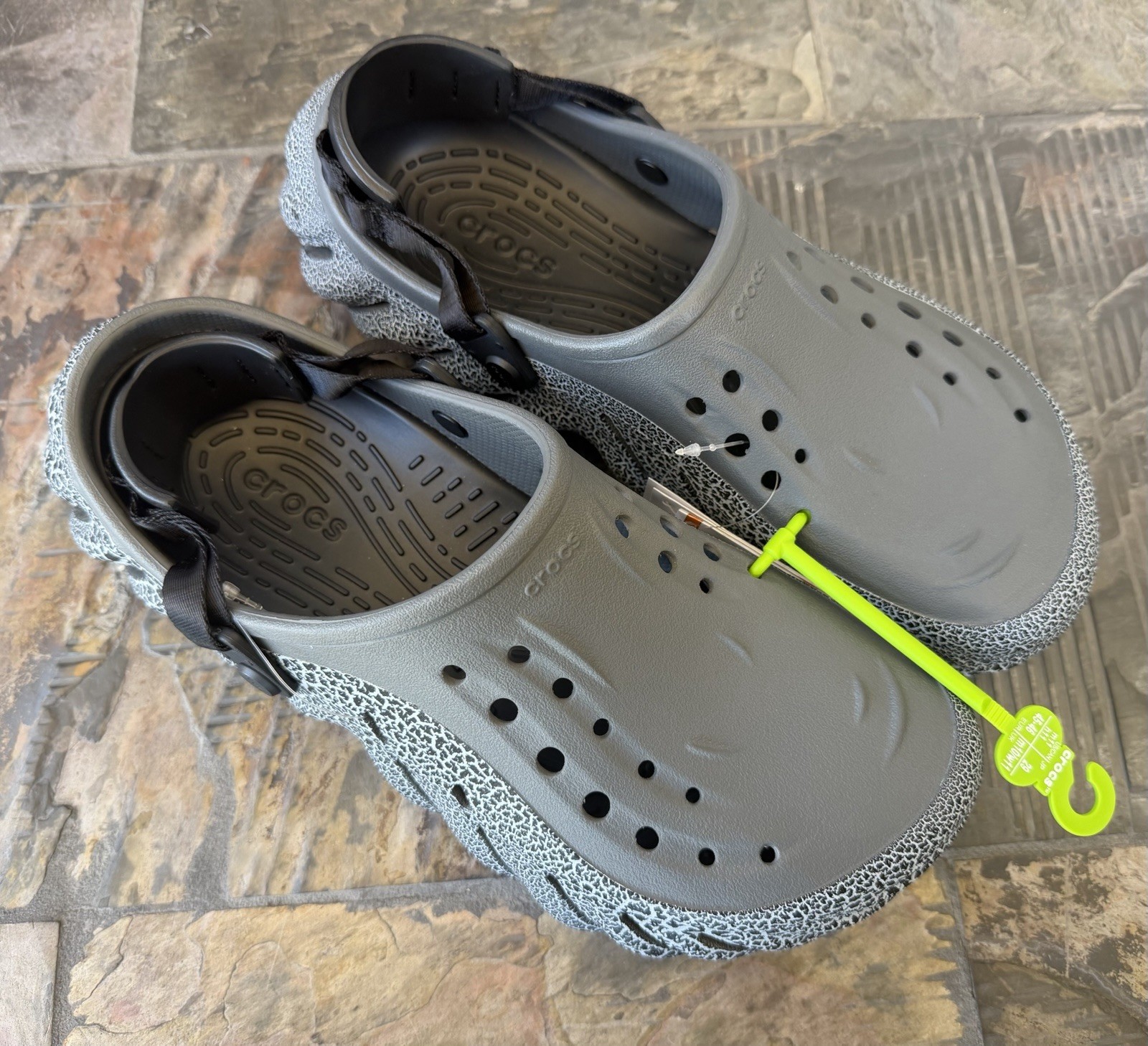 Size 11 – CROCS Echo Crackle Mens Womens Clog Slate Grey 211630-0DA