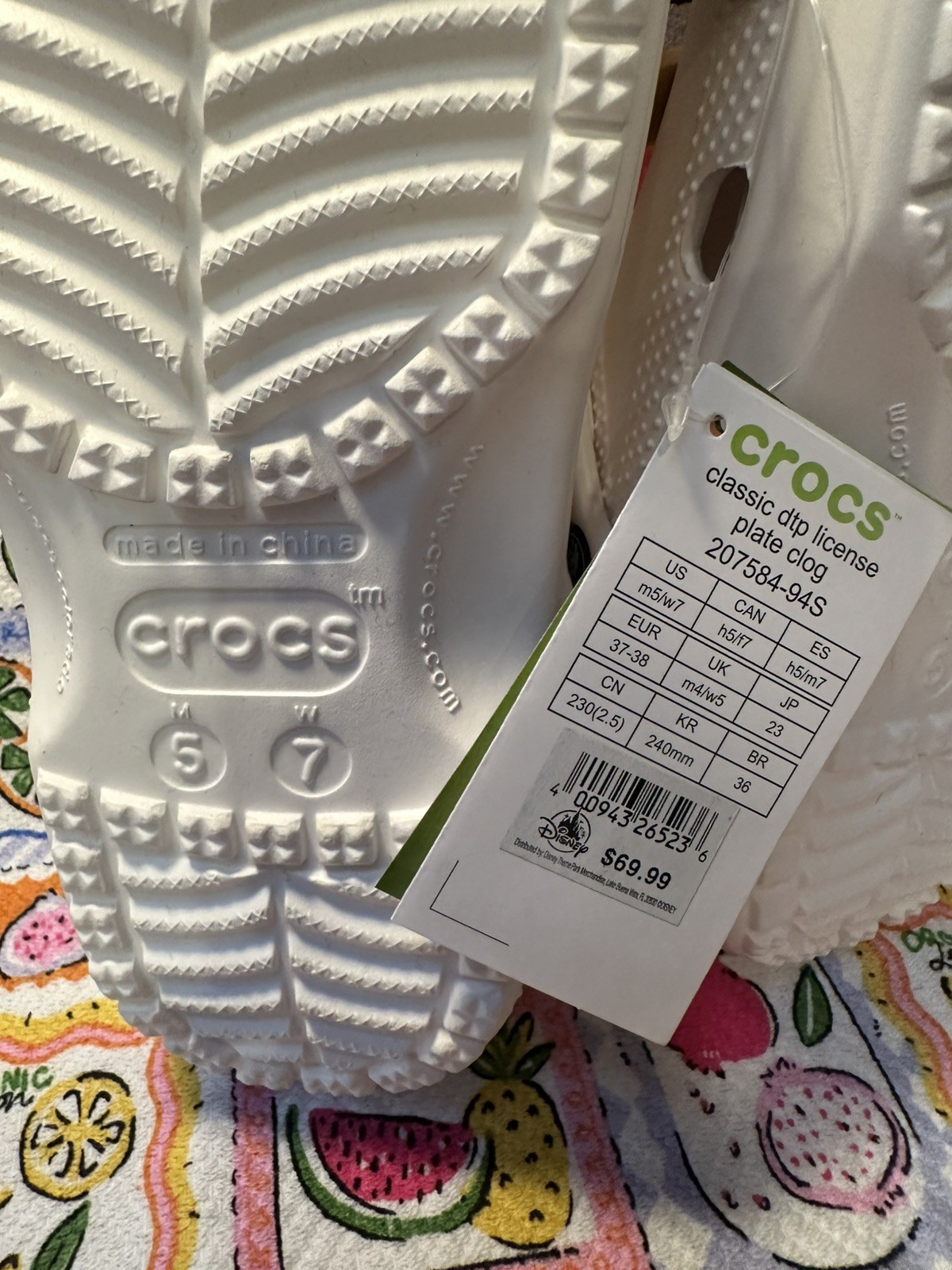 NWT❤️Crocs Classic M5/W7 White DTP License Plate Disney Vault Collection Clogs🥳