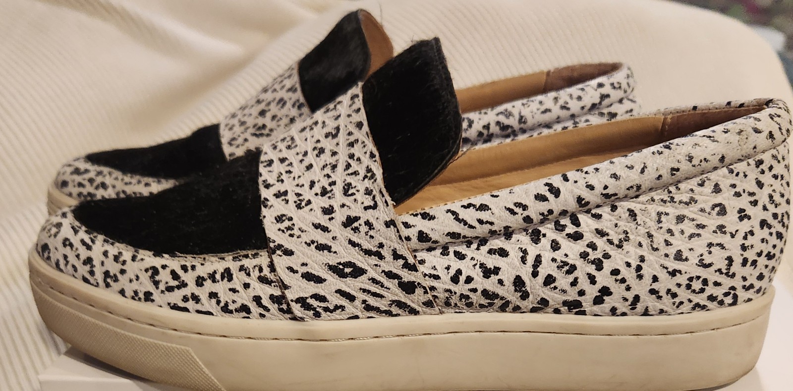 Loeffler Randall Irini Leather Haircalf Loafer Sneaker Spotted Black & White 8B