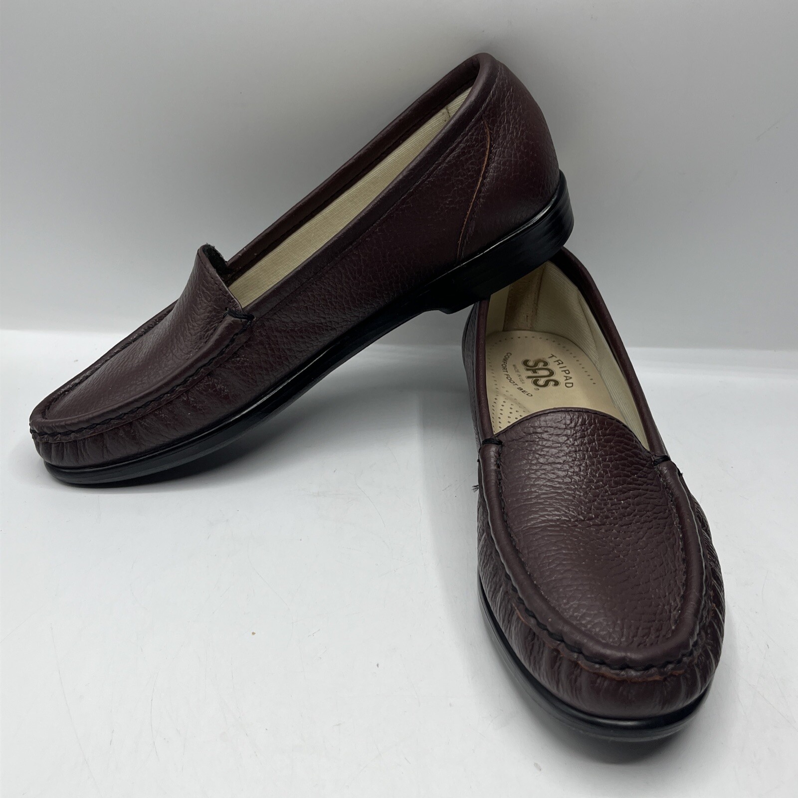 SAS Simplify Tripad Comfort Brown Leather Loafers Women Size 7S