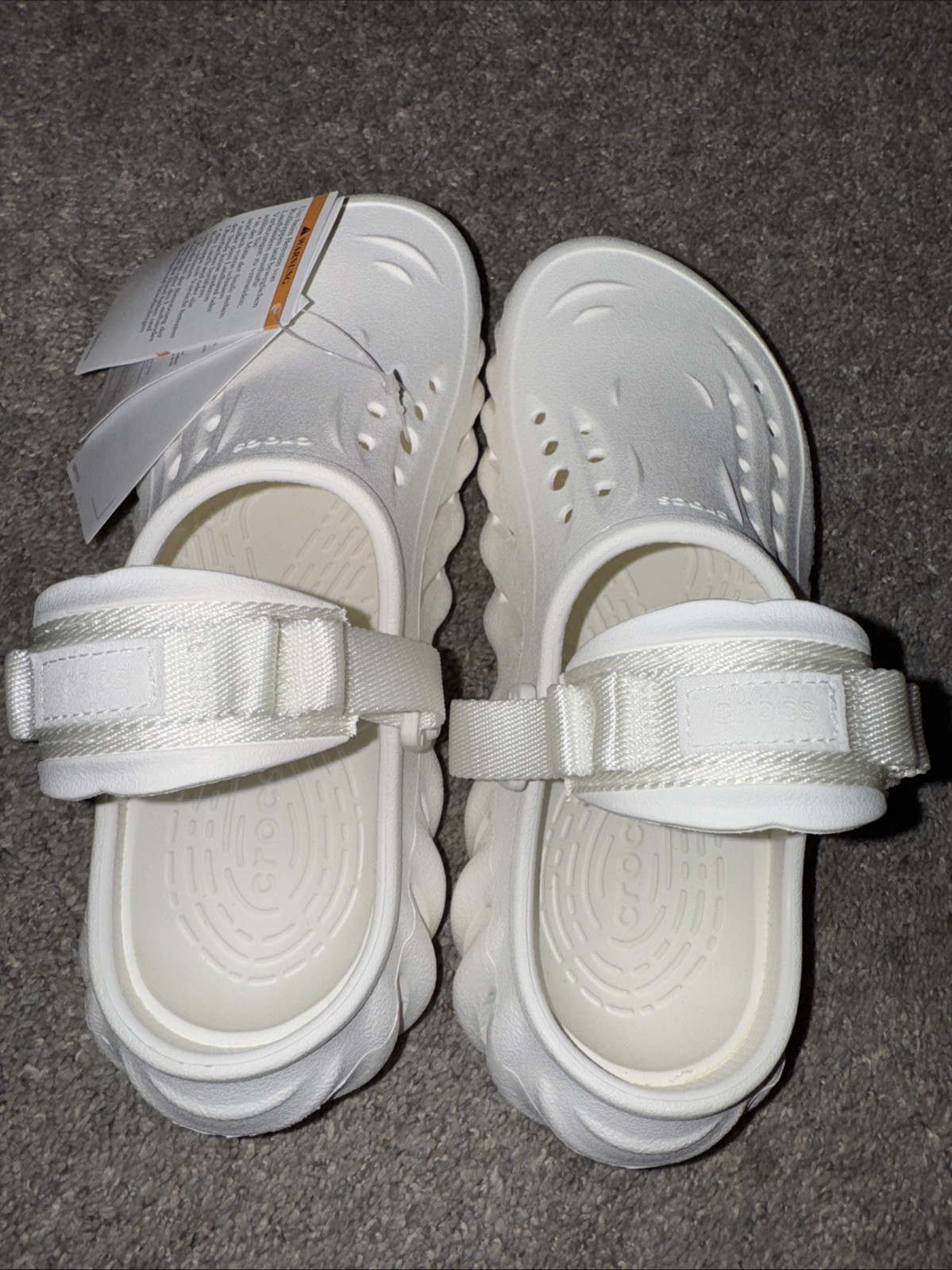 Platform Crocs Echo Clog White Womens 7 Mens Sz 5 Mules 207937 Tags Cloth Strap