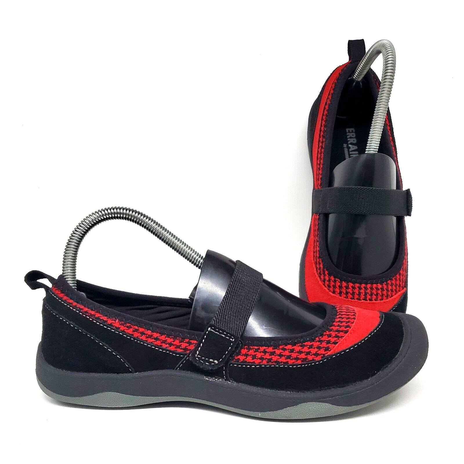 Terrain by Khombu Ingrid Red/Black Leather/Fabric Hiking Walking Shoes Size 8M