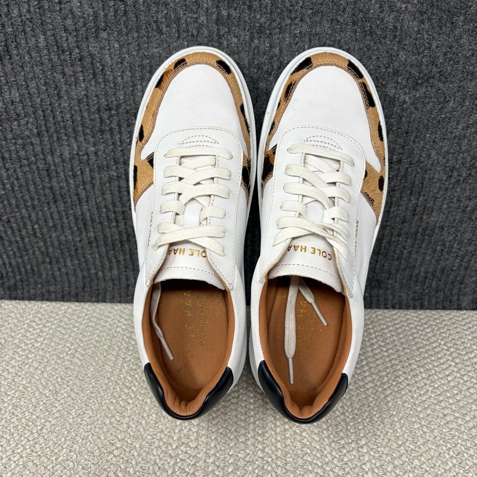 Cole Haan GrandPro Rally Court Sneakers Optic White Jaguar Print Women’s 7.5 B