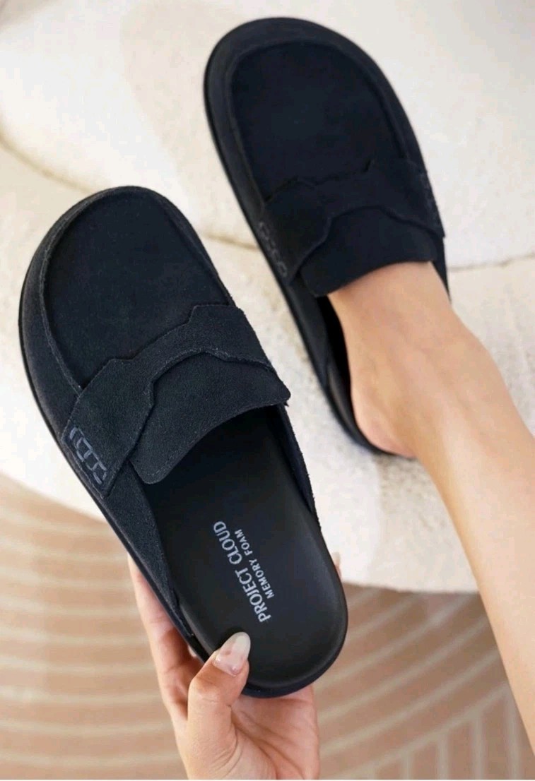Project Cloud 100 Genuine Leather Womens Clog – Memory Foam Black Sz 8.5