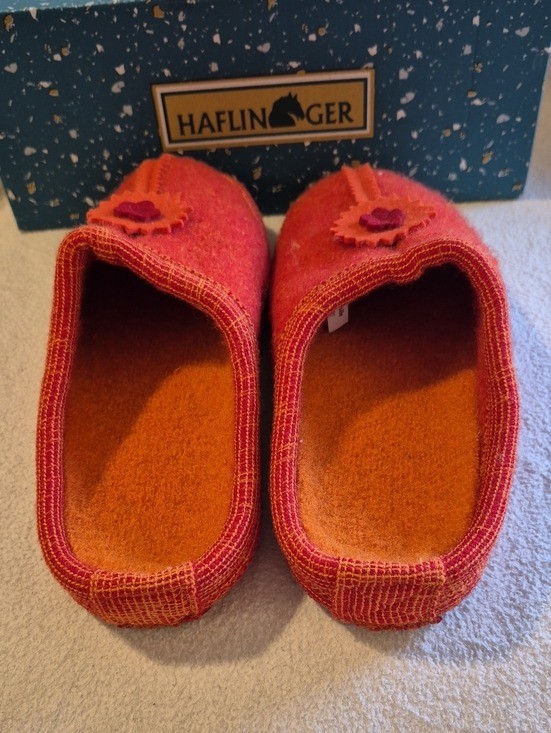 Haflinger Celine 40 Orange Boiled Wool Slipper – New