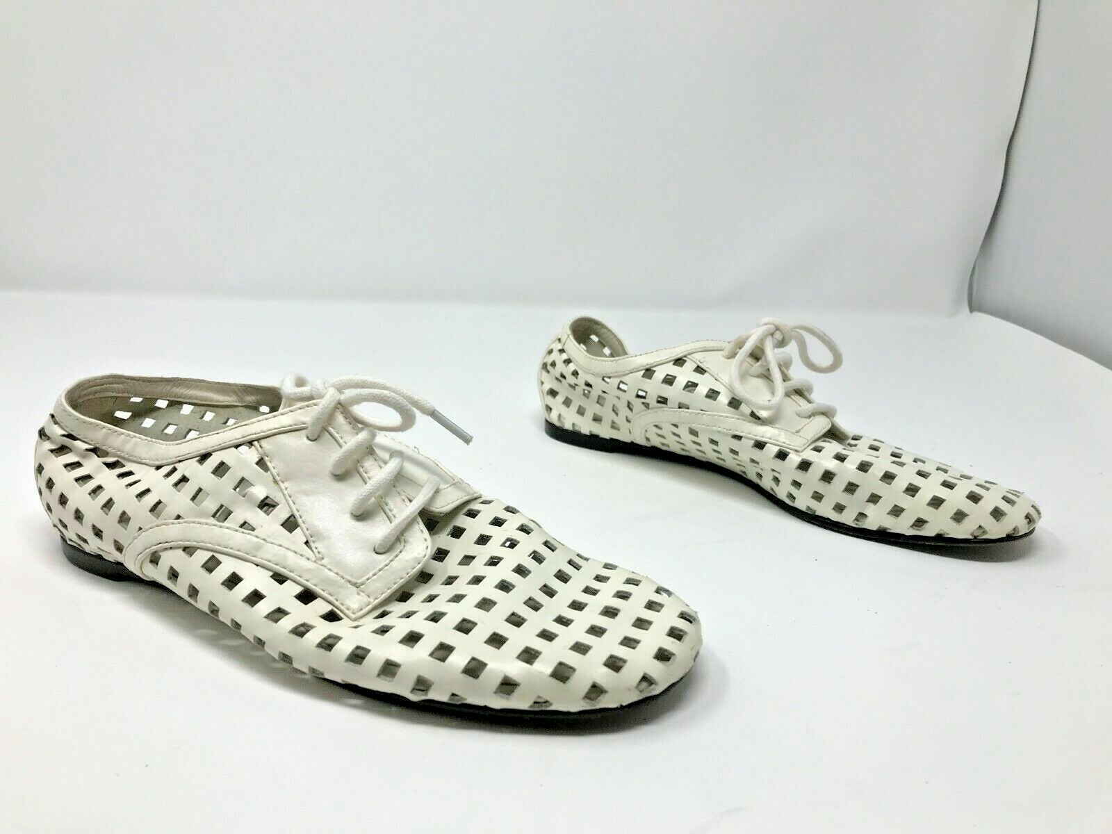 JIL SANDER Navy Womens Laser Cut Leather Lace Up Oxford Derby Shoes SZ 35 5 lux
