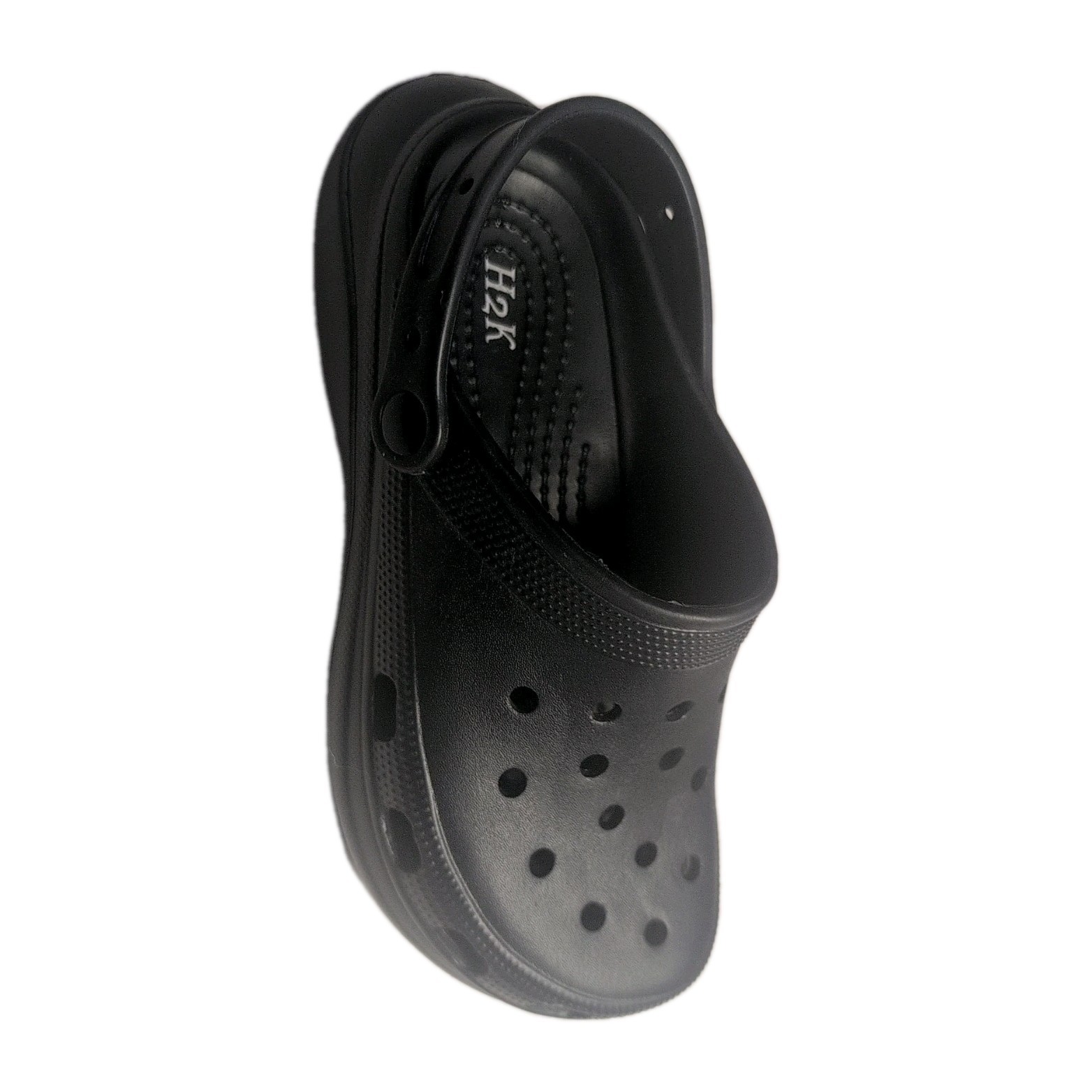 Black Platform Clogs Women 11 Comfort Perforated Slip On Back Strap Brand H2K