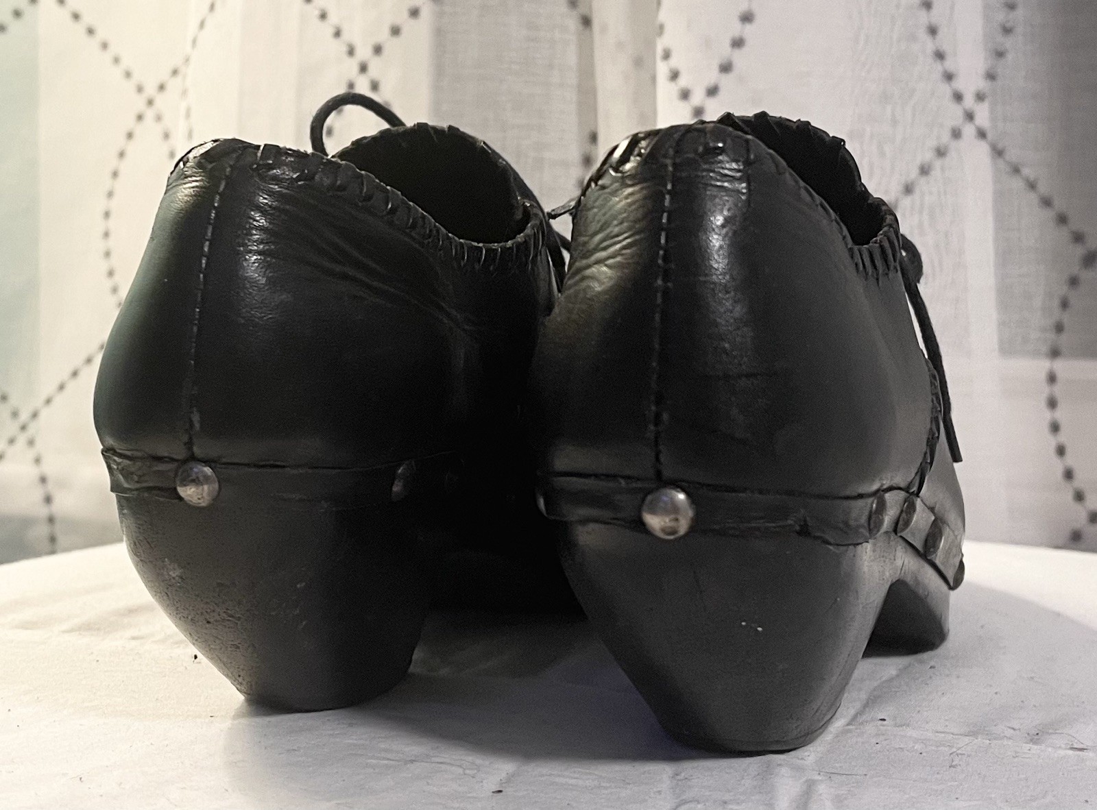 Pina Colada Size 10 Leather Wood Western Boho Studded Clogs Made in Spain