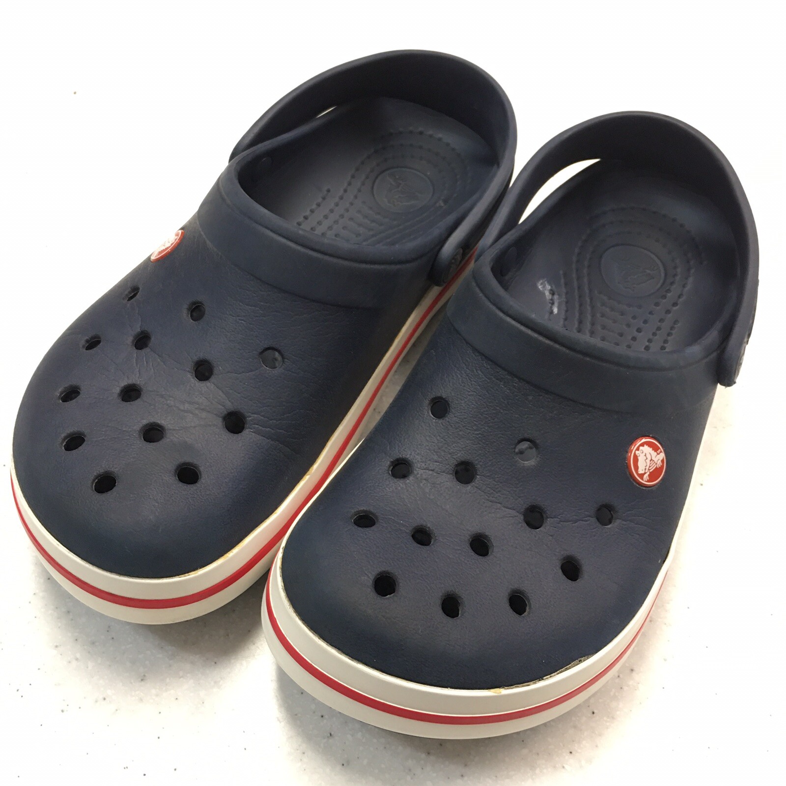Crocs Crocband Clogs Croslite Foam Red White Blue Stripe Men’s 6 Women 8 Unisex