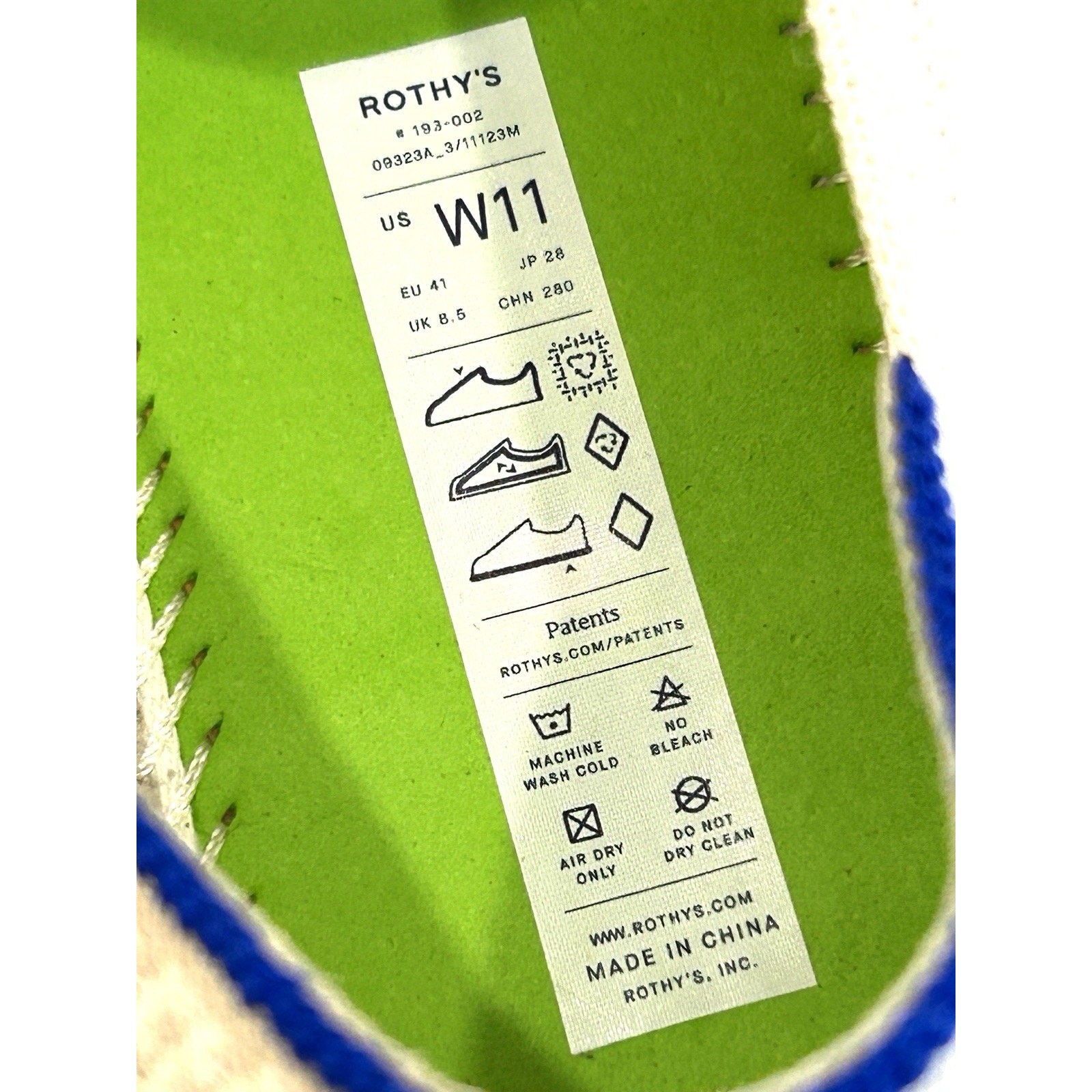 Rothys The Original Hemp Slip On Sneaker Womens Size 11 Ivory Coconut Stripe