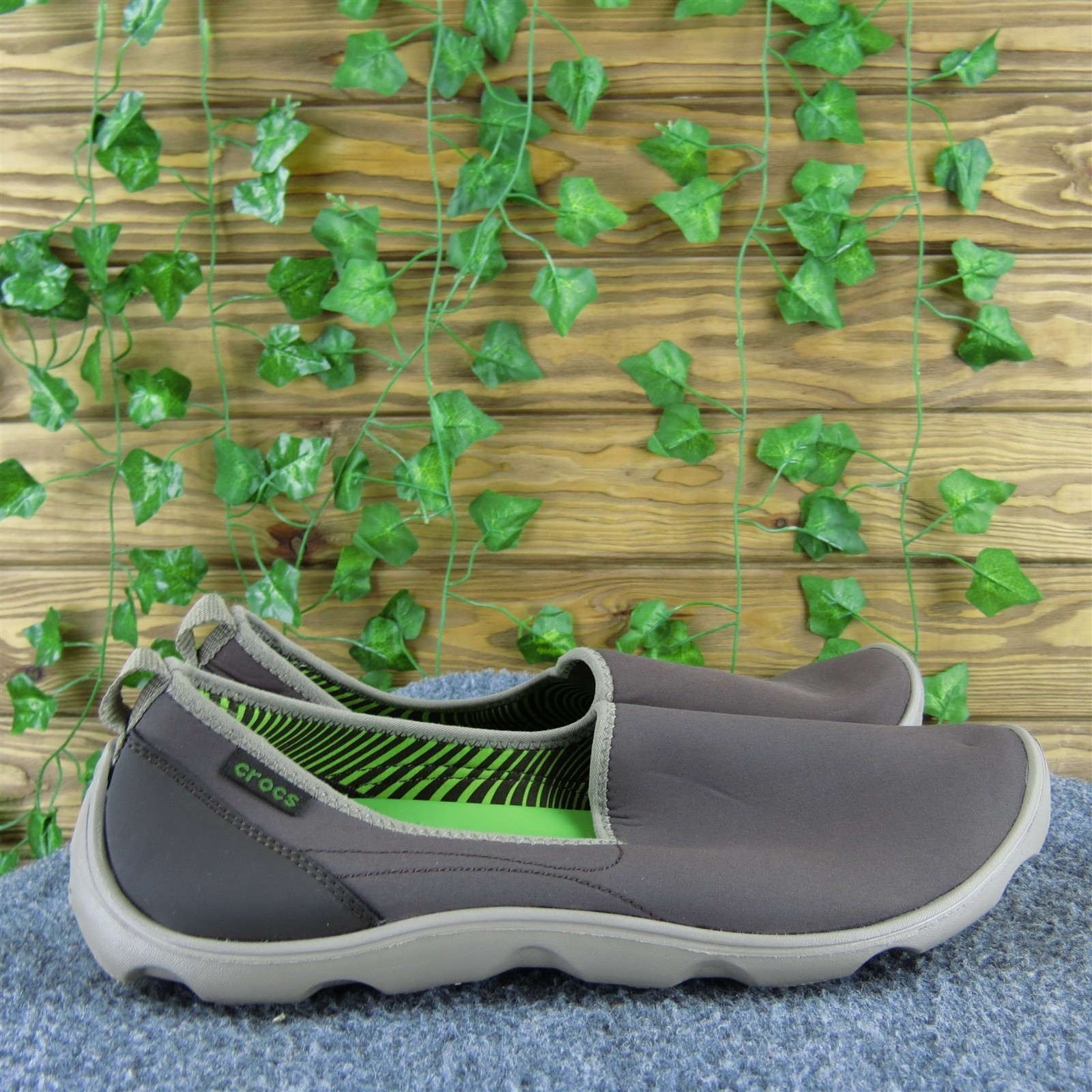 Crocs Women Duet Busy Day Skimmer Flat Brown Synthetic Sz 10 Medium Gently Used