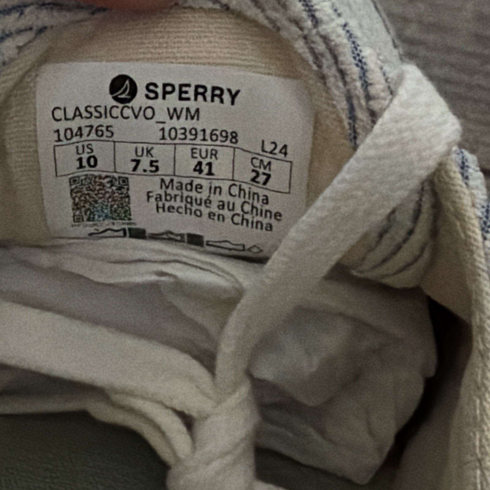 Sperry Shoes Womens 10 Classic CVO Sneaker Blue & White Striped New In Box
