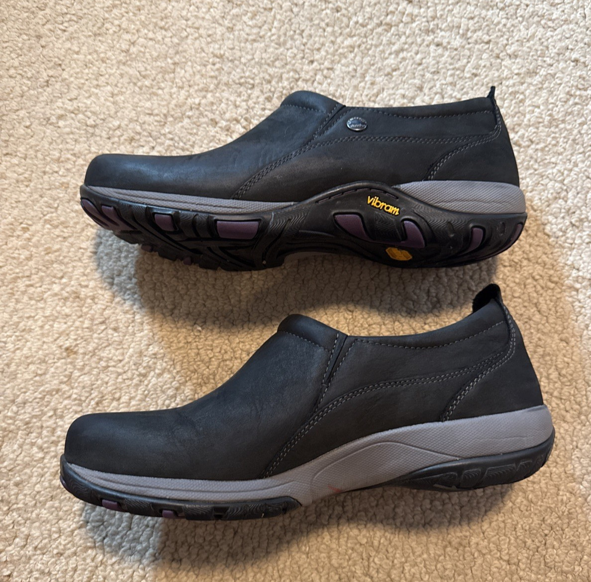 Dansko Patti Slip-On Shoes Black Leather Vibram Waterproof | Wmns 9.5-10US 40EU