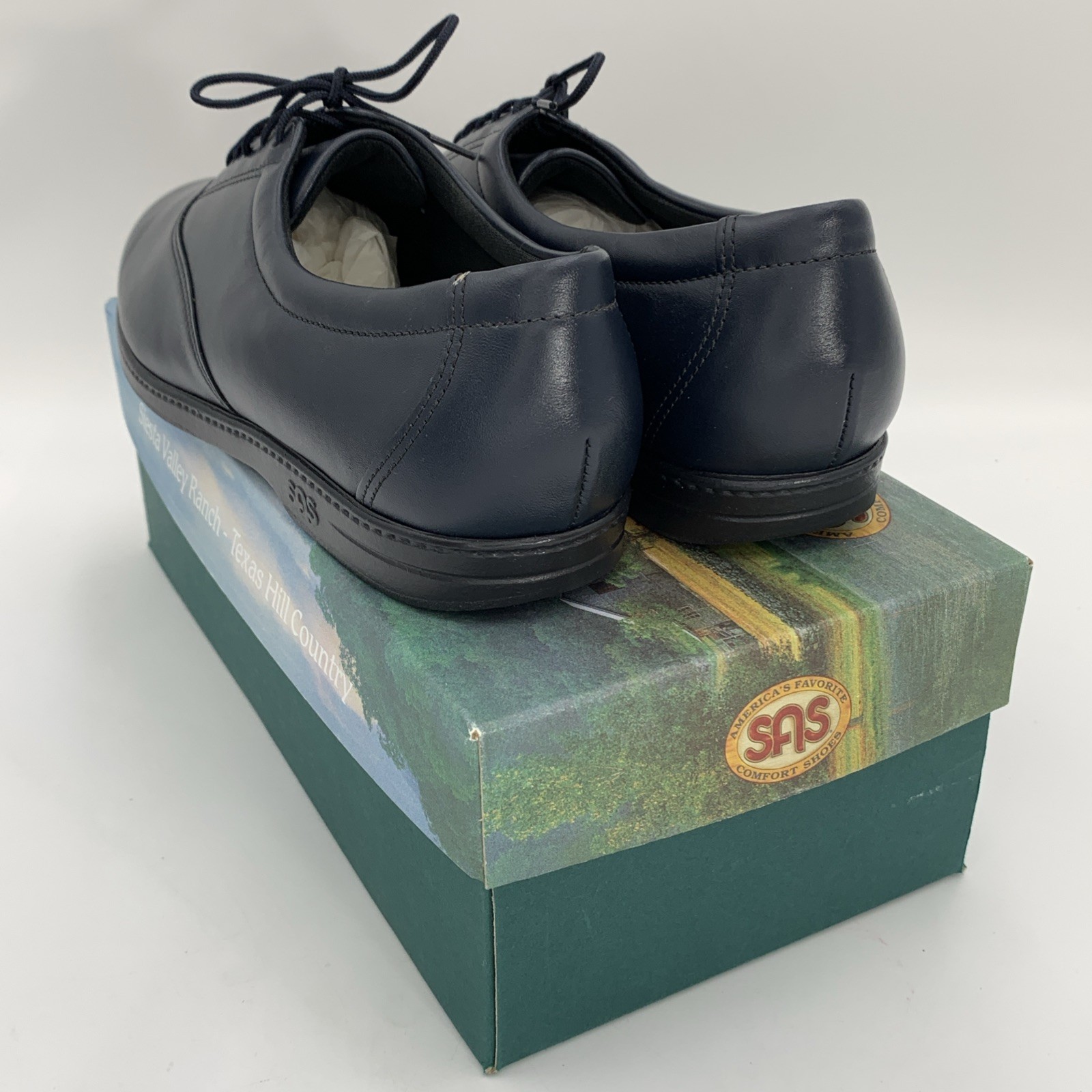 SAS Whisper Women’s 10N Navy Leather Lace-Up Shoes Tripad Comfort No Insoles New