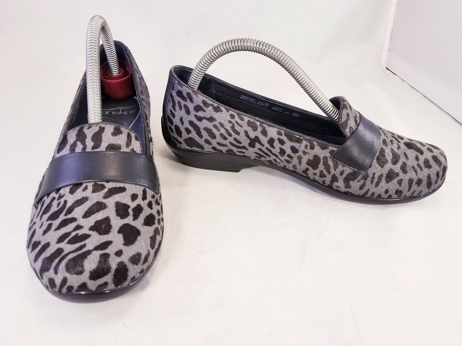 DANSKO PONY HAIR LEOPARD GRAY BLACK LOAFERS SHOES SIZE 36/6