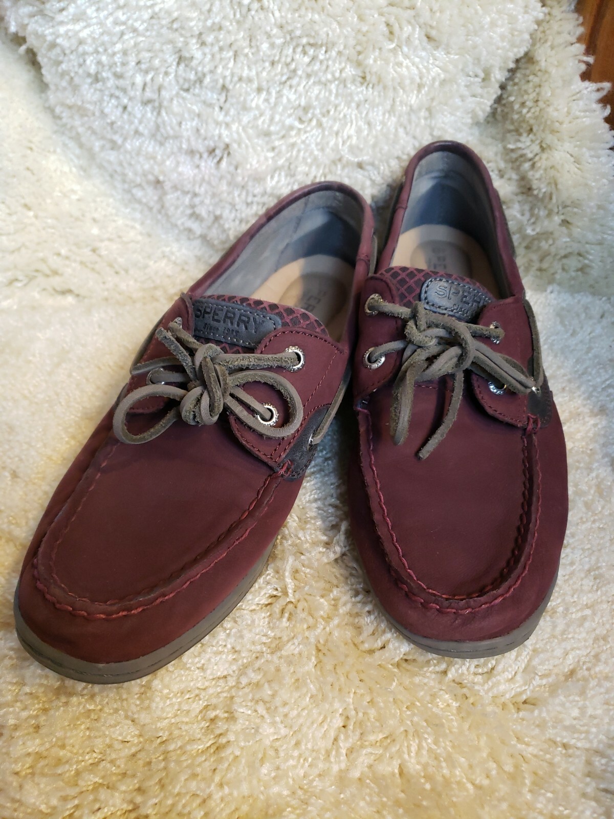 SPERRY WOMEN’S KOIFISH SLIP-ON SUEDE PREMIUM LEATHER BOAT SHOE BURGUNDY 4848
