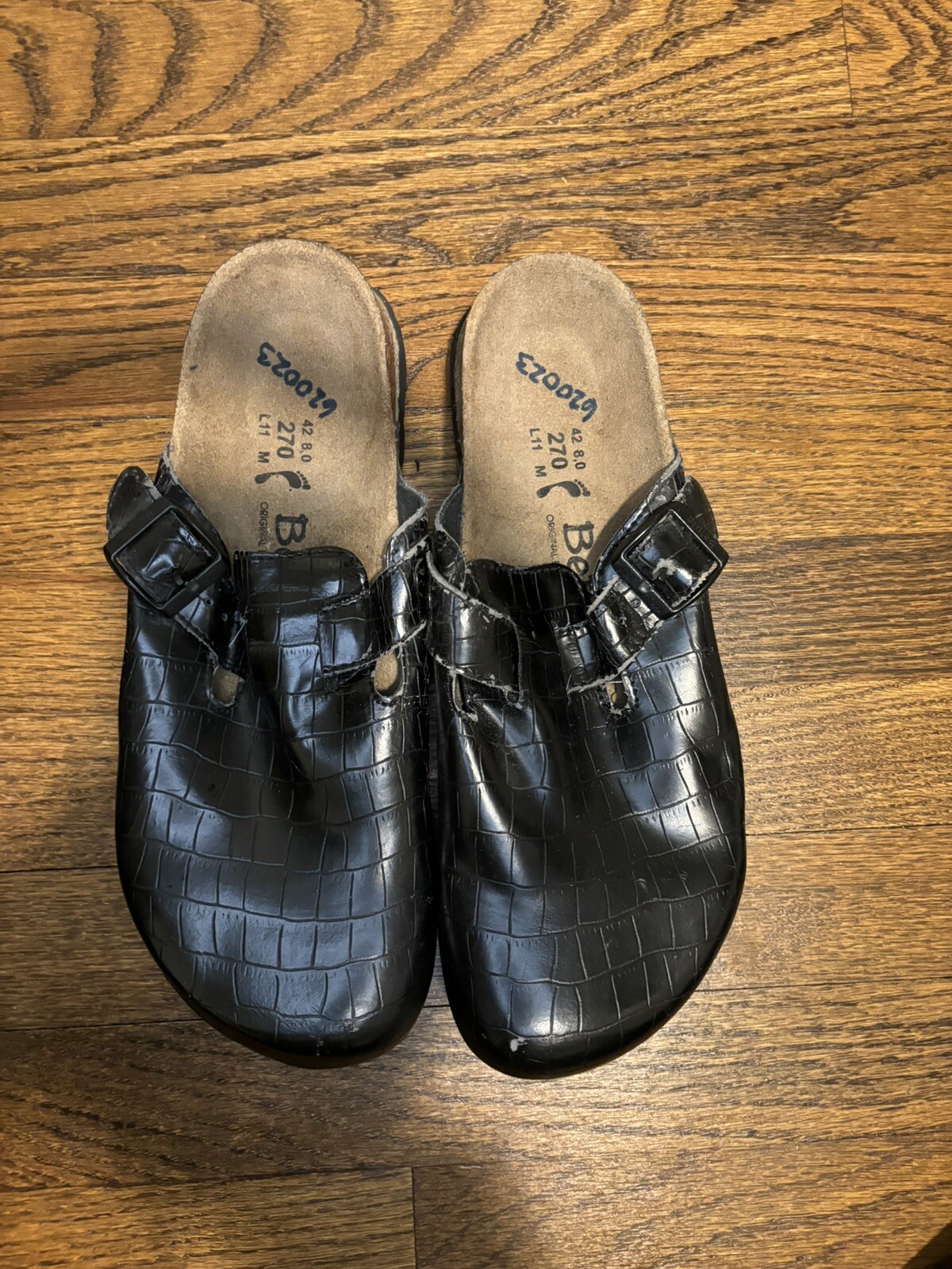 Birkenstock Clogs Size 42 Black Metalic Leather