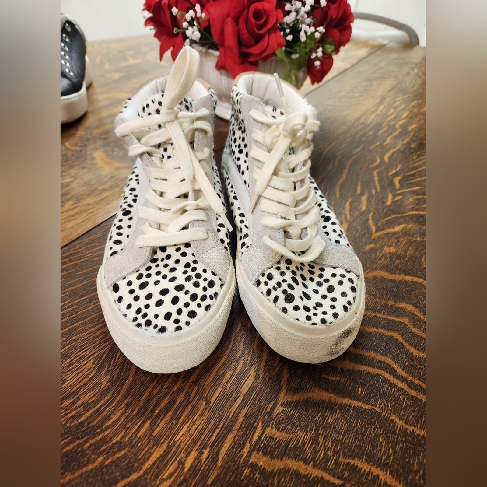 Sidewalk High-Top Sneakers in Spotted Calf Hair