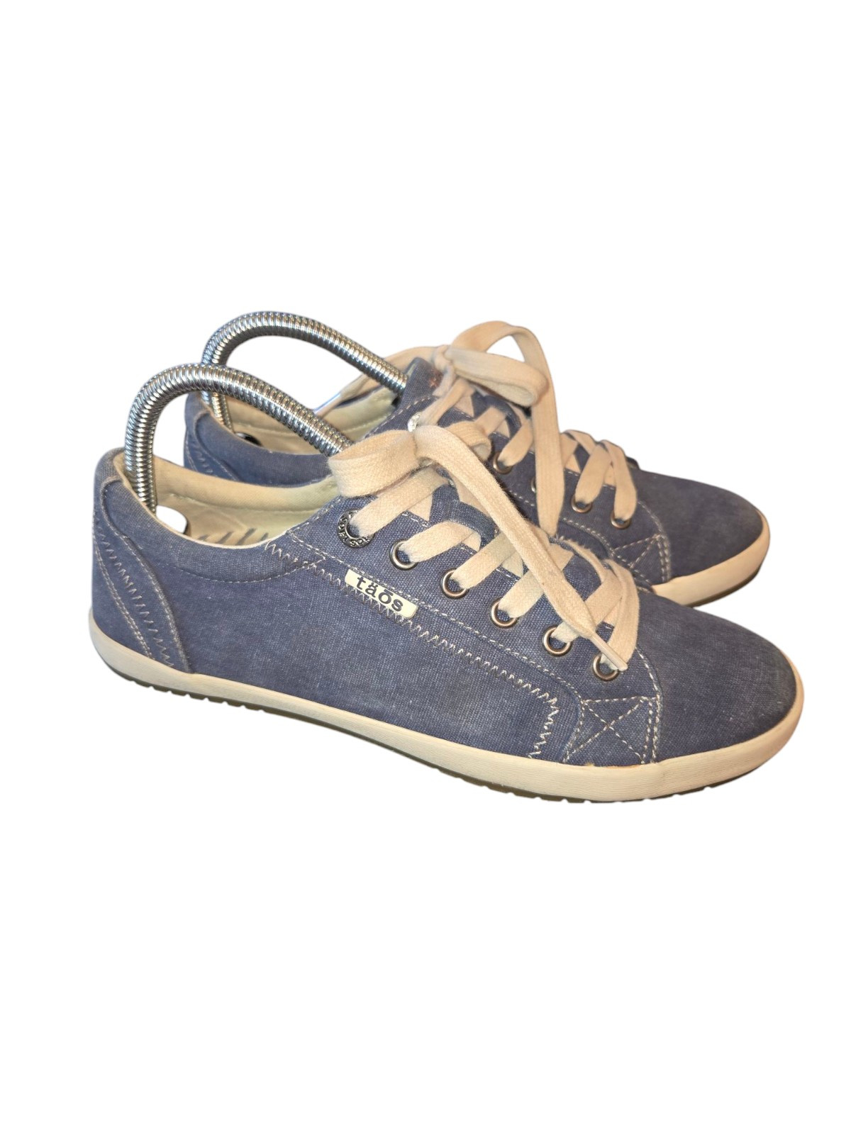 Taos Star Blue Wash Canvas Lace Up Removable Footbed Comfort Sneakers Size 8.5