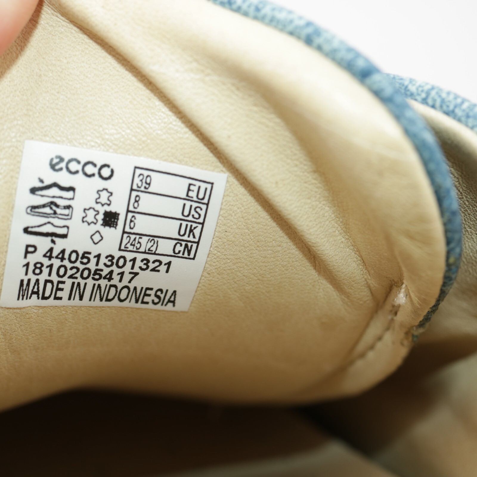 Ecco Womens Soft 8 Sneakers Size 8 Blue Leather Denim Triple Strap Comfort Shoes