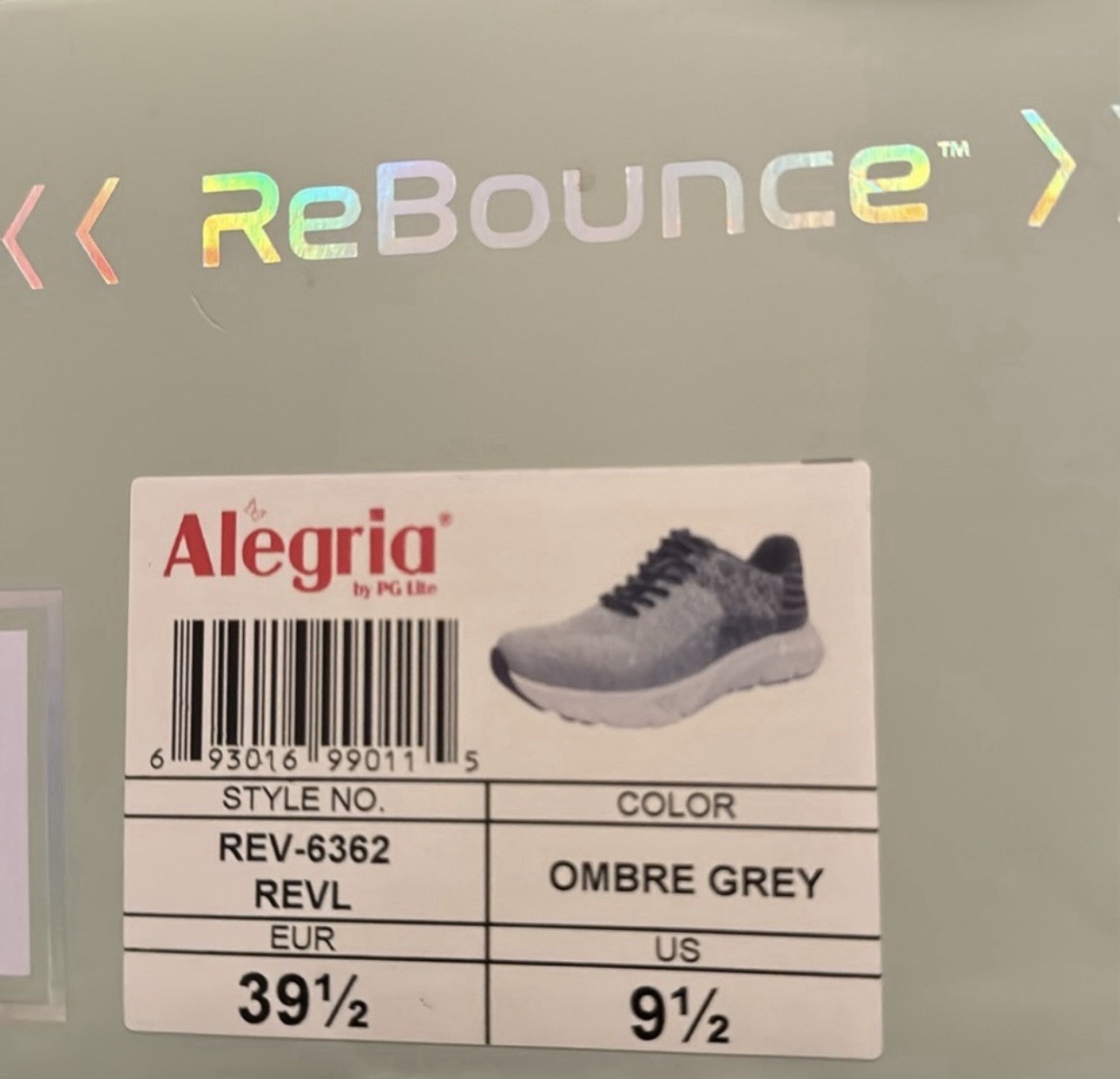 NEW Alegria REV-6362 Revl Rebounce Women’s Size 9.5M Grey Ombré Sneaker In Box