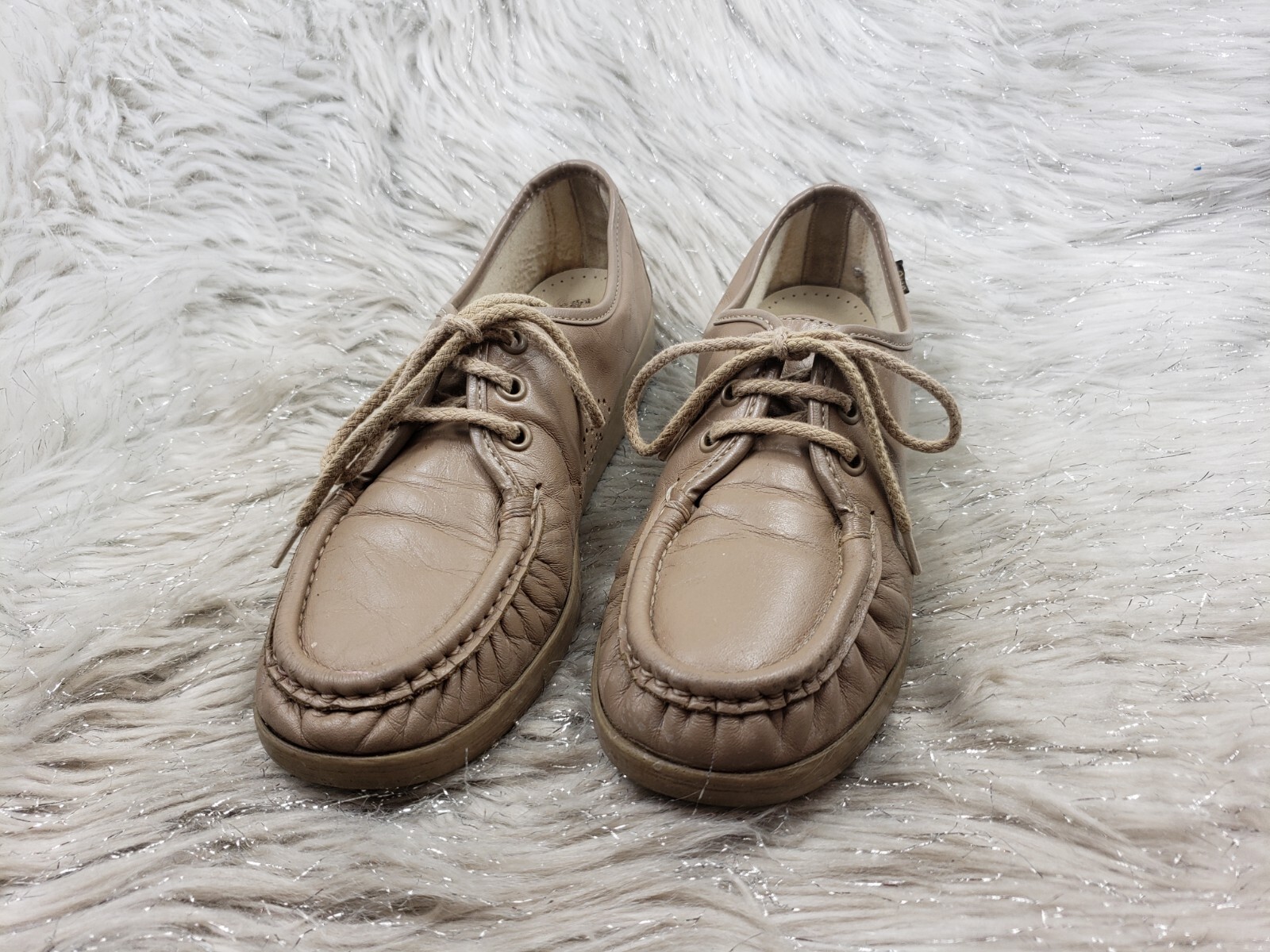 SAS Handsewn Beige Leather Moc Casual Comfort Shoes Size 7 S