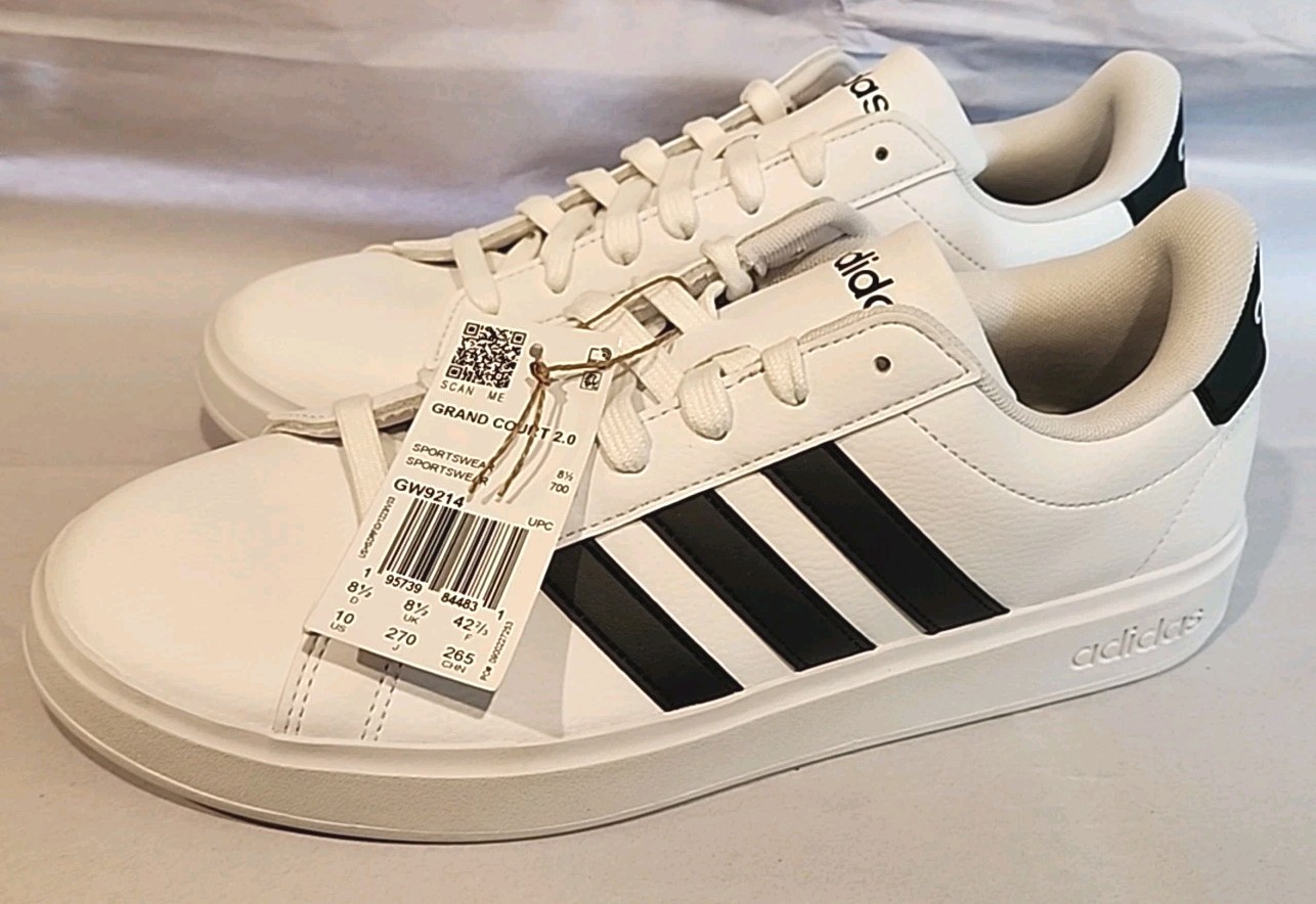 Size 10 – adidas Grand Court 2.0 – Cloud White / Core Black – Womens – GW9214