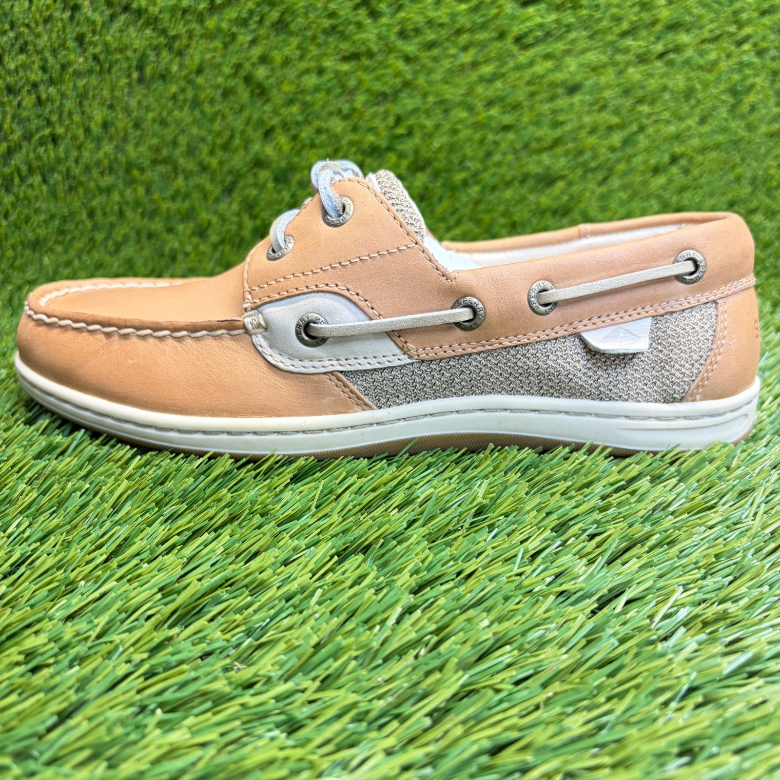 Sperry Koifish Womens Size 7 Brown Beige Outdoor Leather Slip On Boat Shoes