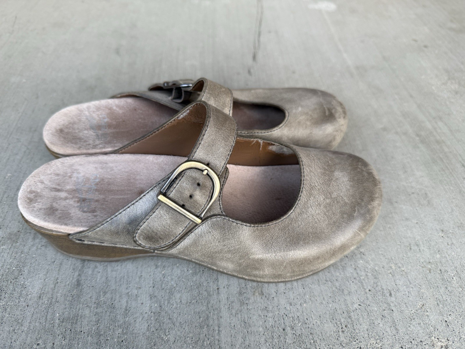 Dansko Martina Grey Ombré Leather Mary Jane Buckle Mule Clog EU 39 (8-8.5 US)