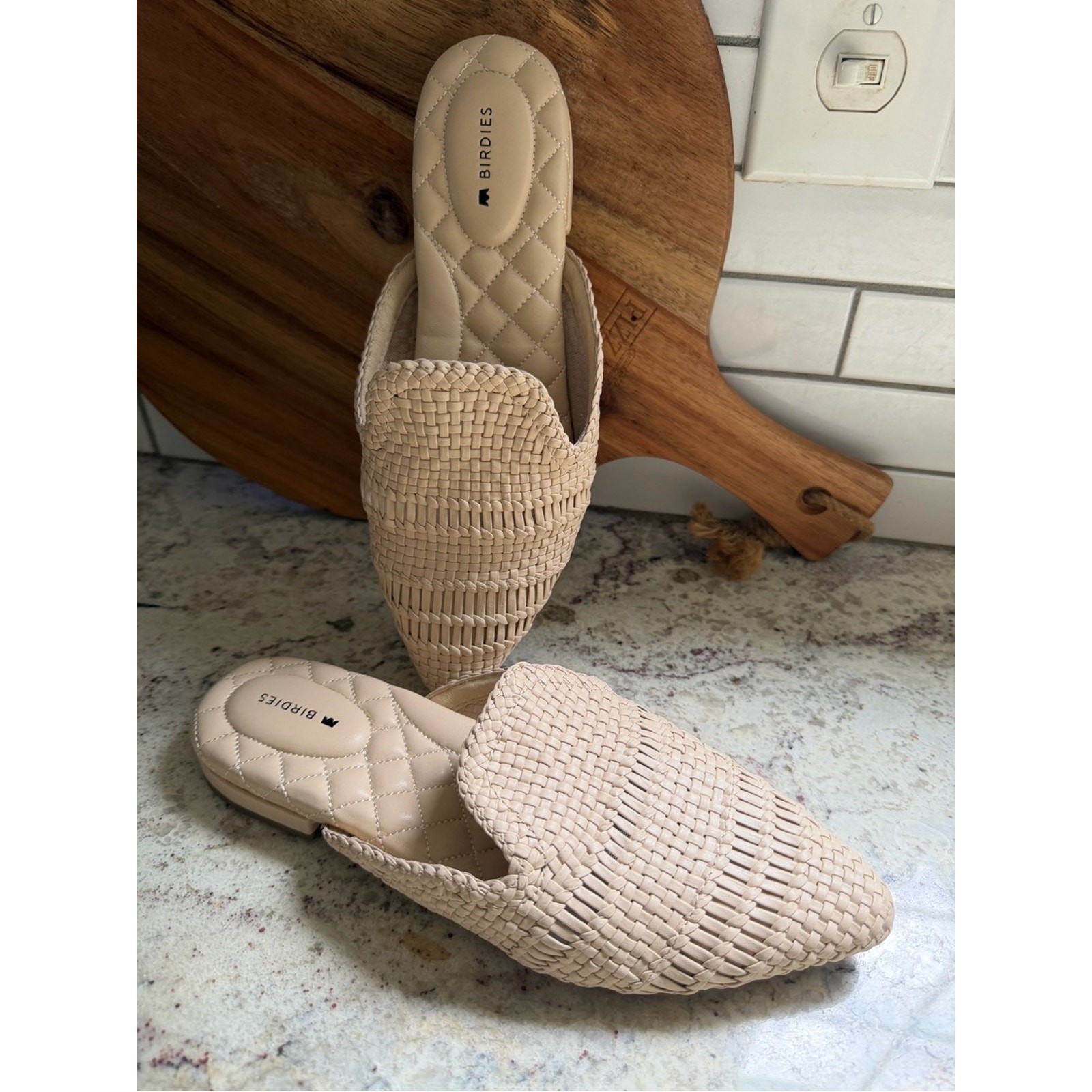 New! Birdies $150 Women’s The Dove Woven Slip-On Mule in Tan 7.5 NWOT
