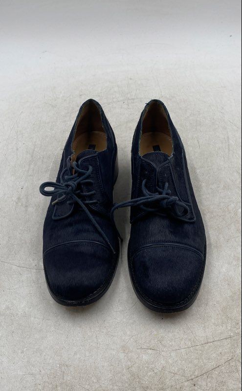 Rachel Zoe Womens Navy Blue Cowhide Leather Pony Hair Oxford Shoes Size 8.5M