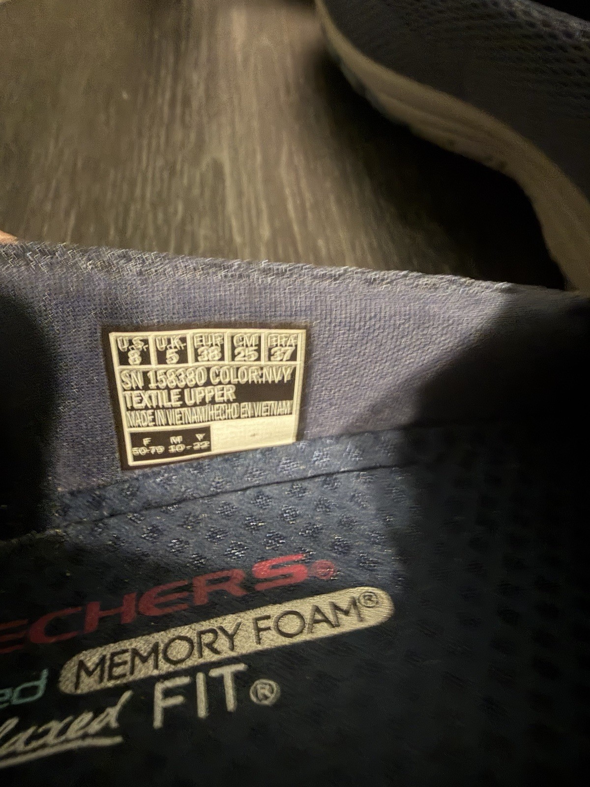 Skechers Relaxed Fit Air-Cooled Memory Foam Slip On Shoes Women’s 8 Navy Mesh