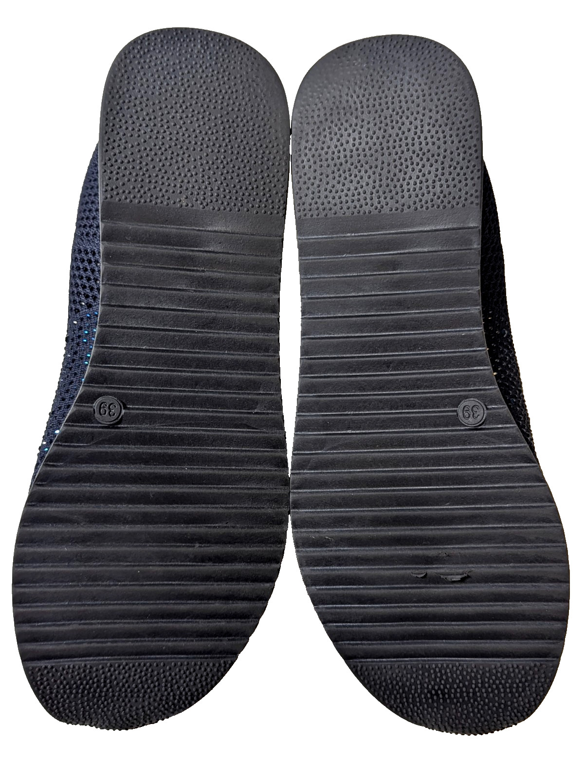 Carvela Janeiro Navy Blue Knit Wedge Sneakers Rhinestone Slip On EU 39 US 8.5