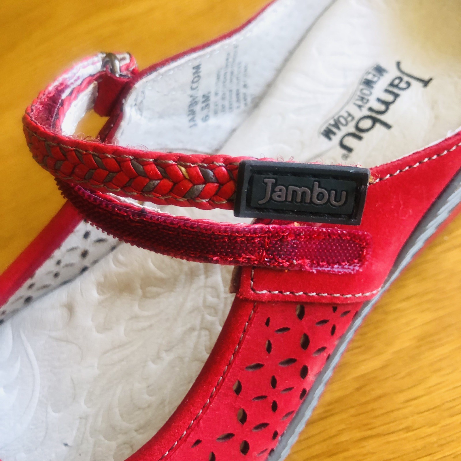 Jambu Mules Womens Bailey Red 6.5 Leather Clog Shoes Mary Jane Hook Loop Comfort