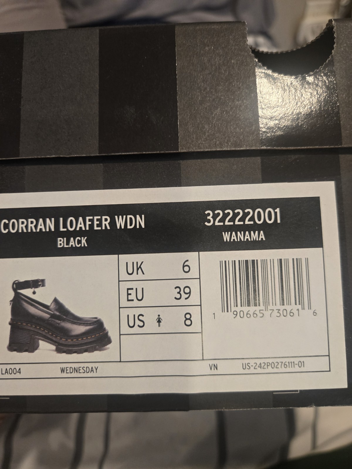 Dr. Martens Corran Loafer WDN Women’s US 8 Black Leather Platform Slip-On