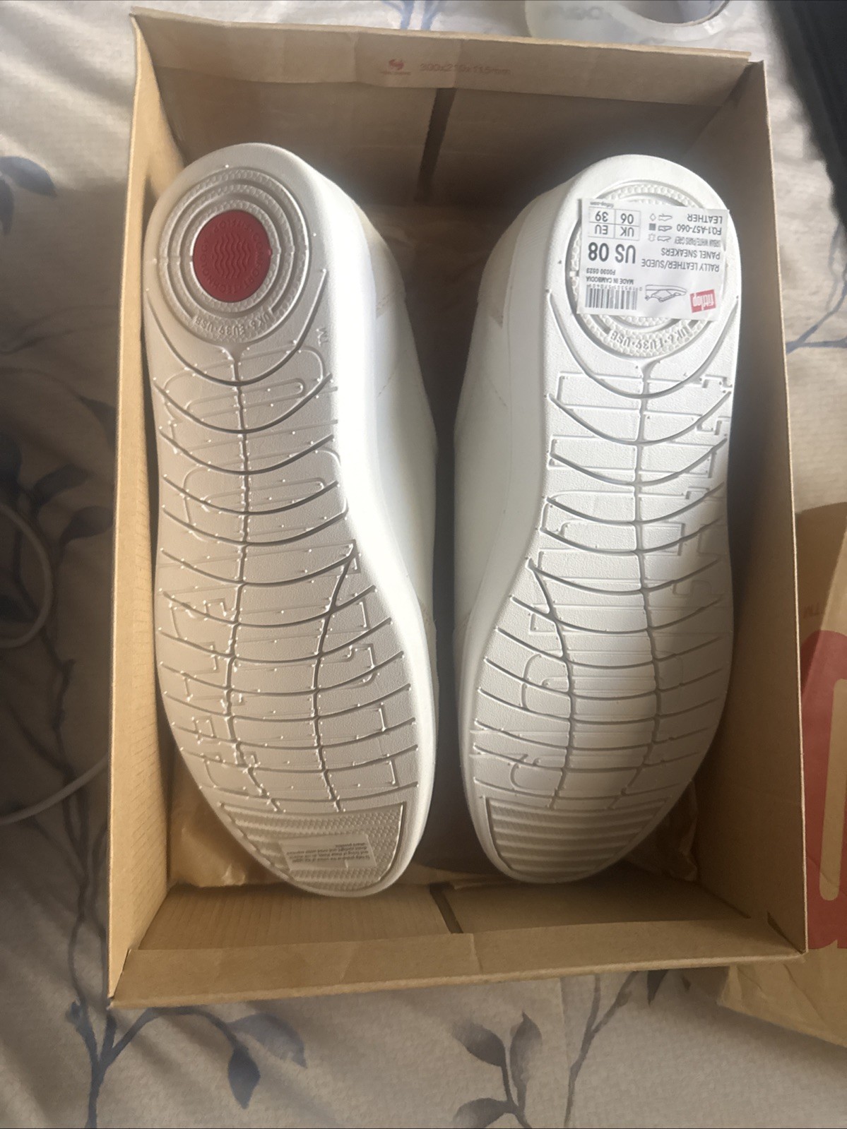 FitFlop Rally Leather And Suede Panel Ladies White & Paris Grey Leather Size 8