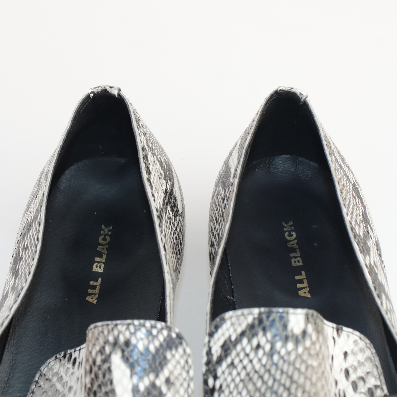 ALL-BLACK Womens Loafer Size 39.5 9 Black Gray Leather Python Slip On Shoe Flat