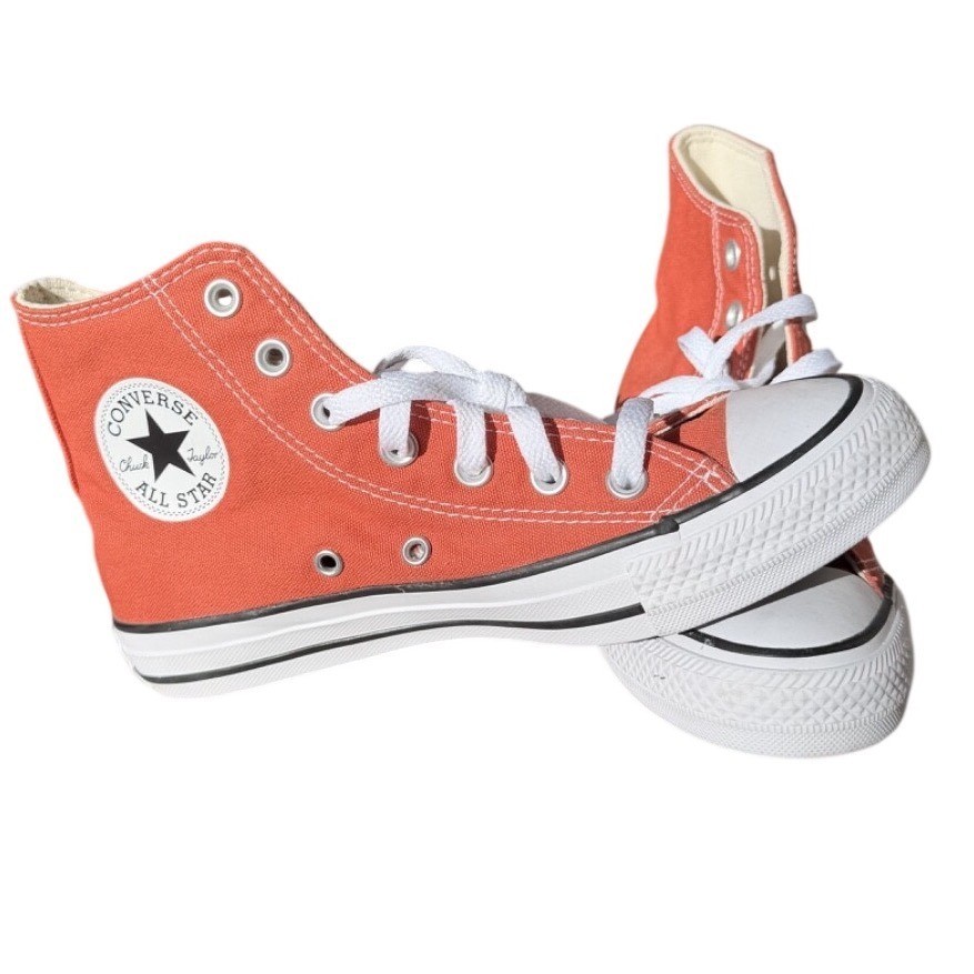 Converse High Top Orange Sneakers Chuck Taylor All Star Shoes Unisex W 6.5 M 4.5