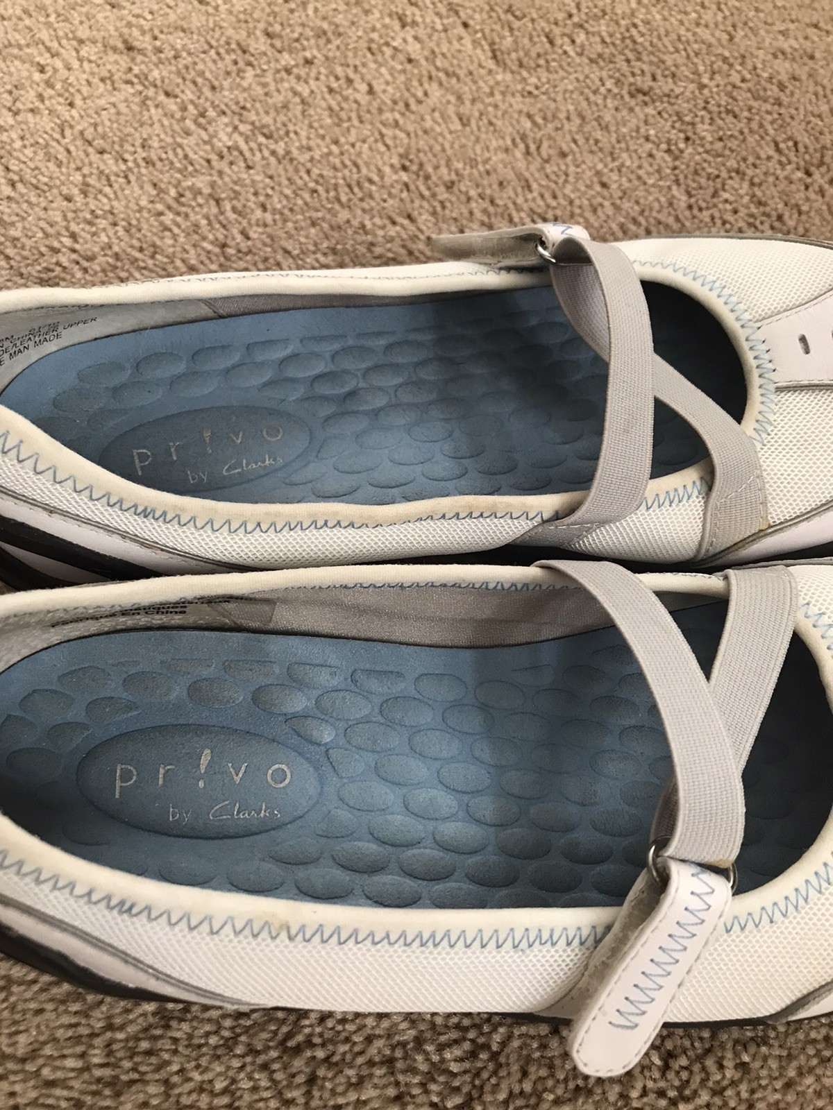 New Clark’s Provo White/Beige Straps Rubber Sole Comfort Walking Shoes Sz 8 Med