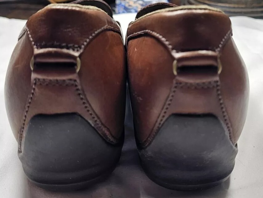 MERRELL PERFORM. ‘PLAZA GLIDE SADDLE’-Brown Leather, Womens Loafer Shoes-(8)