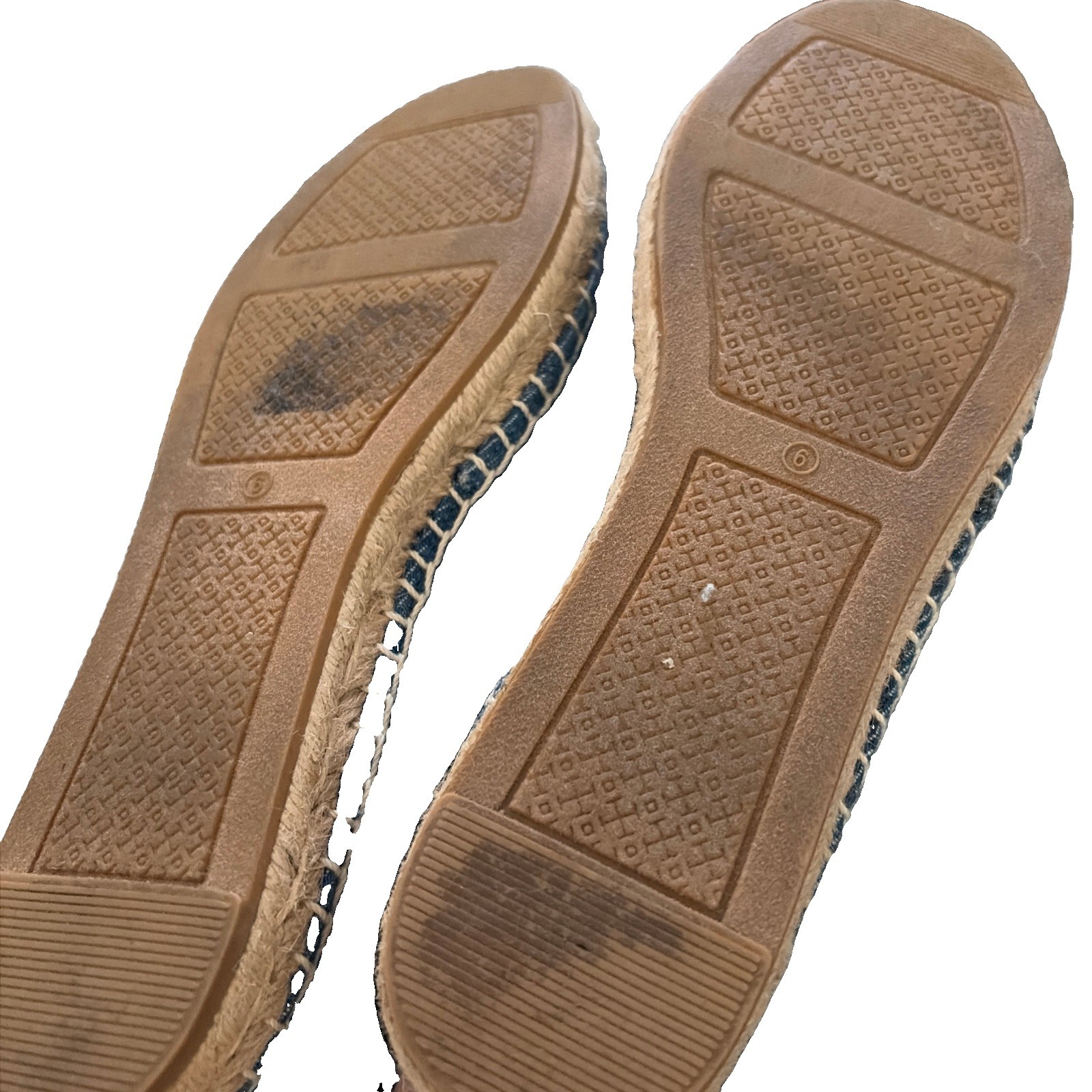 Tory Burch Leather Logo Espadrille Women’s Navy Blue Slip On Shoes 6 Good Cond