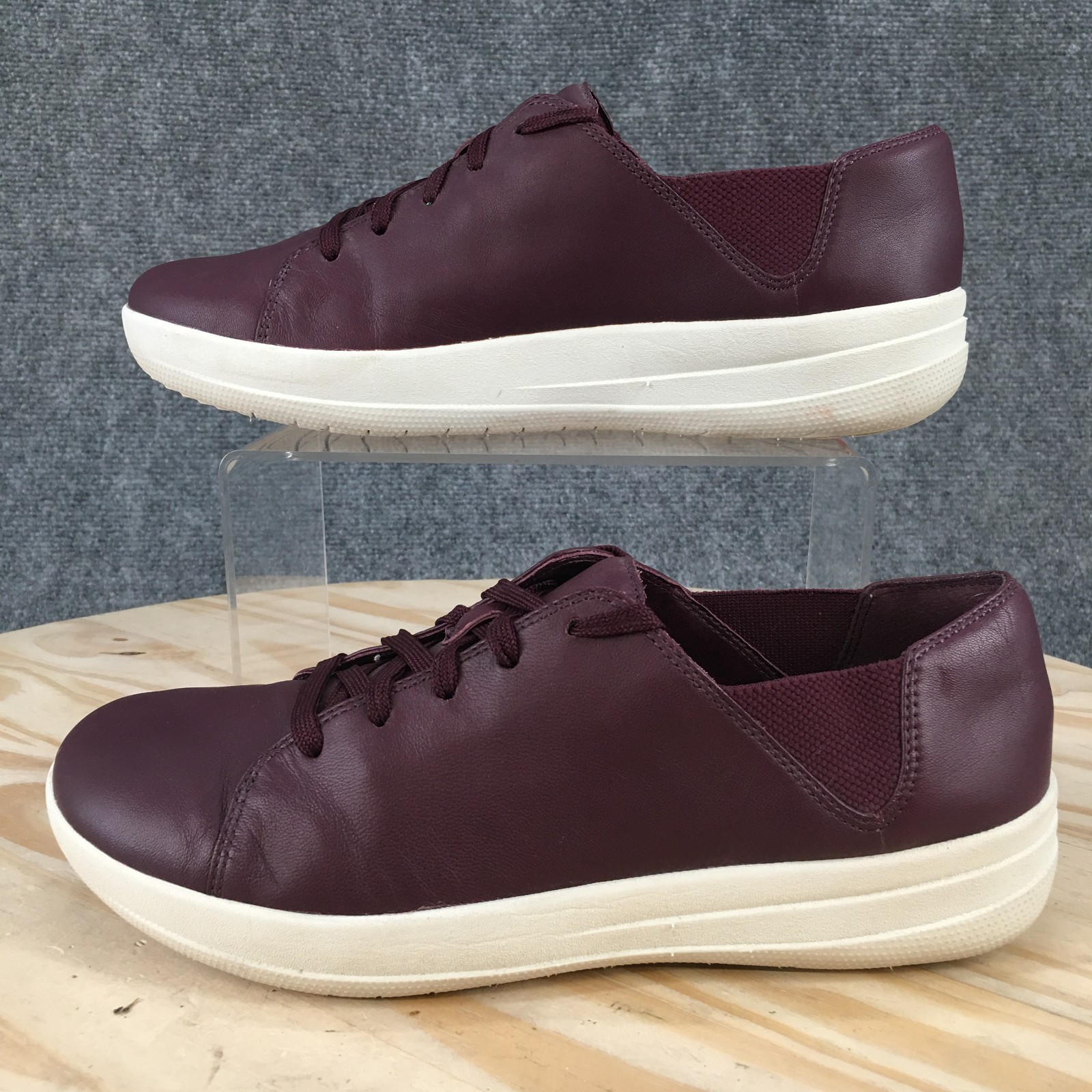 FitFlop Shoes Womens 8 F-Sporty Casual Lace Up Sneakers H55-398 Burgundy Leather